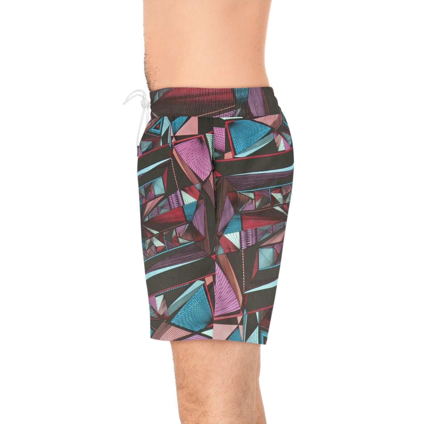 LIGHT DUO MEGALOPOLIS Men's Mid-Length Swim Shorts (AOP)