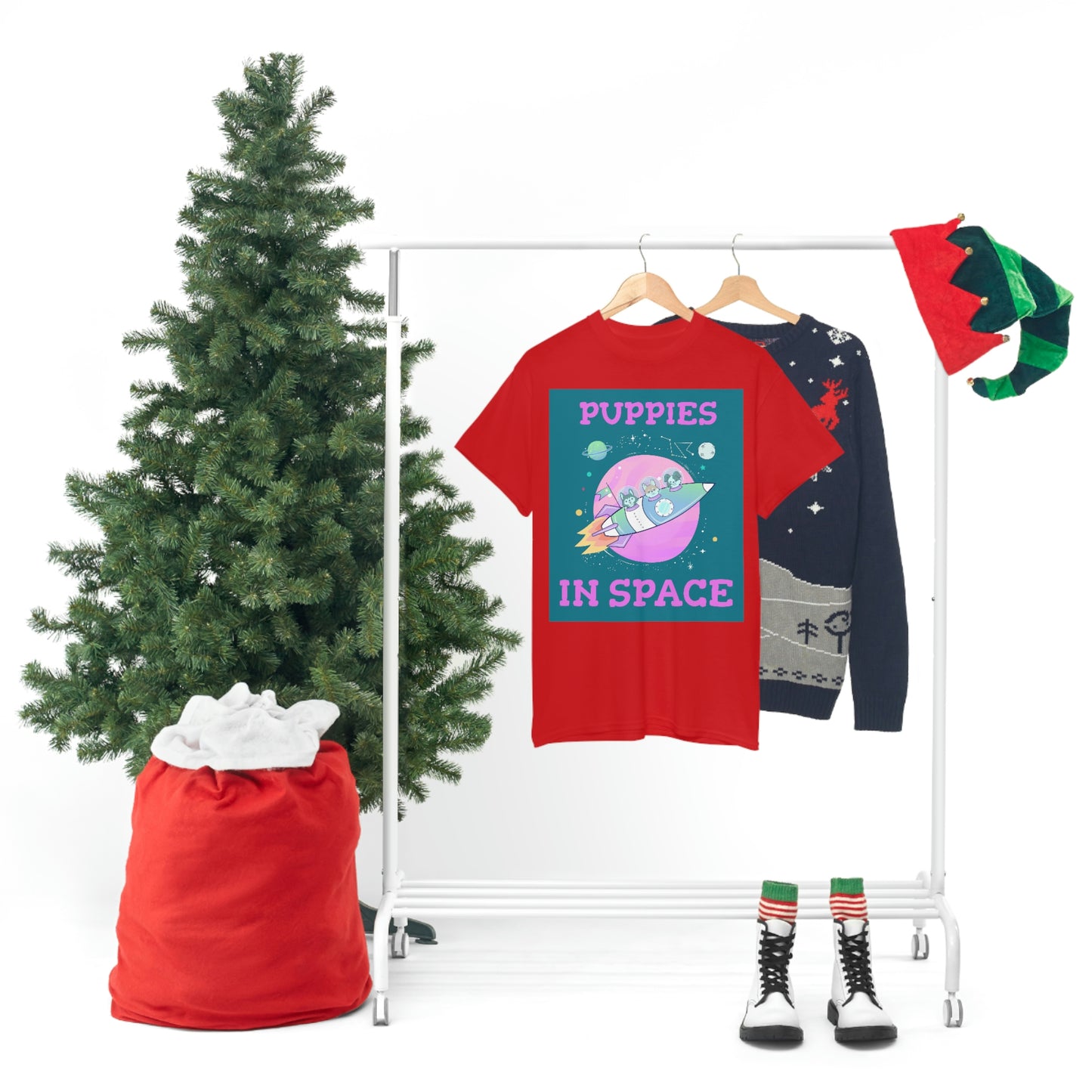 PUPPIES IN SPACE Unisex Heavy Cotton Tee