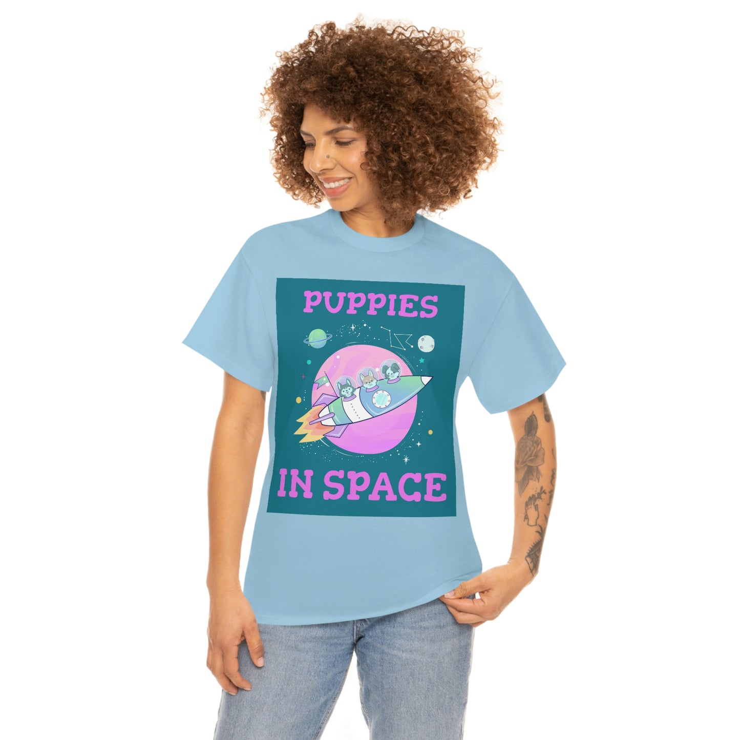 PUPPIES IN SPACE Unisex Heavy Cotton Tee
