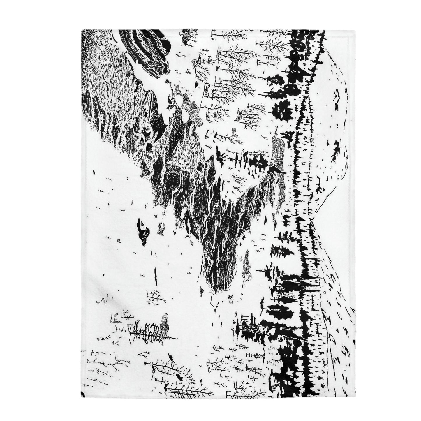 WONDERLUST (REVERSE BLACK & WHITE) Velveteen Plush Blanket