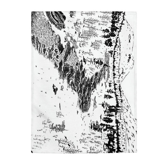 WONDERLUST (REVERSE BLACK & WHITE) Velveteen Plush Blanket