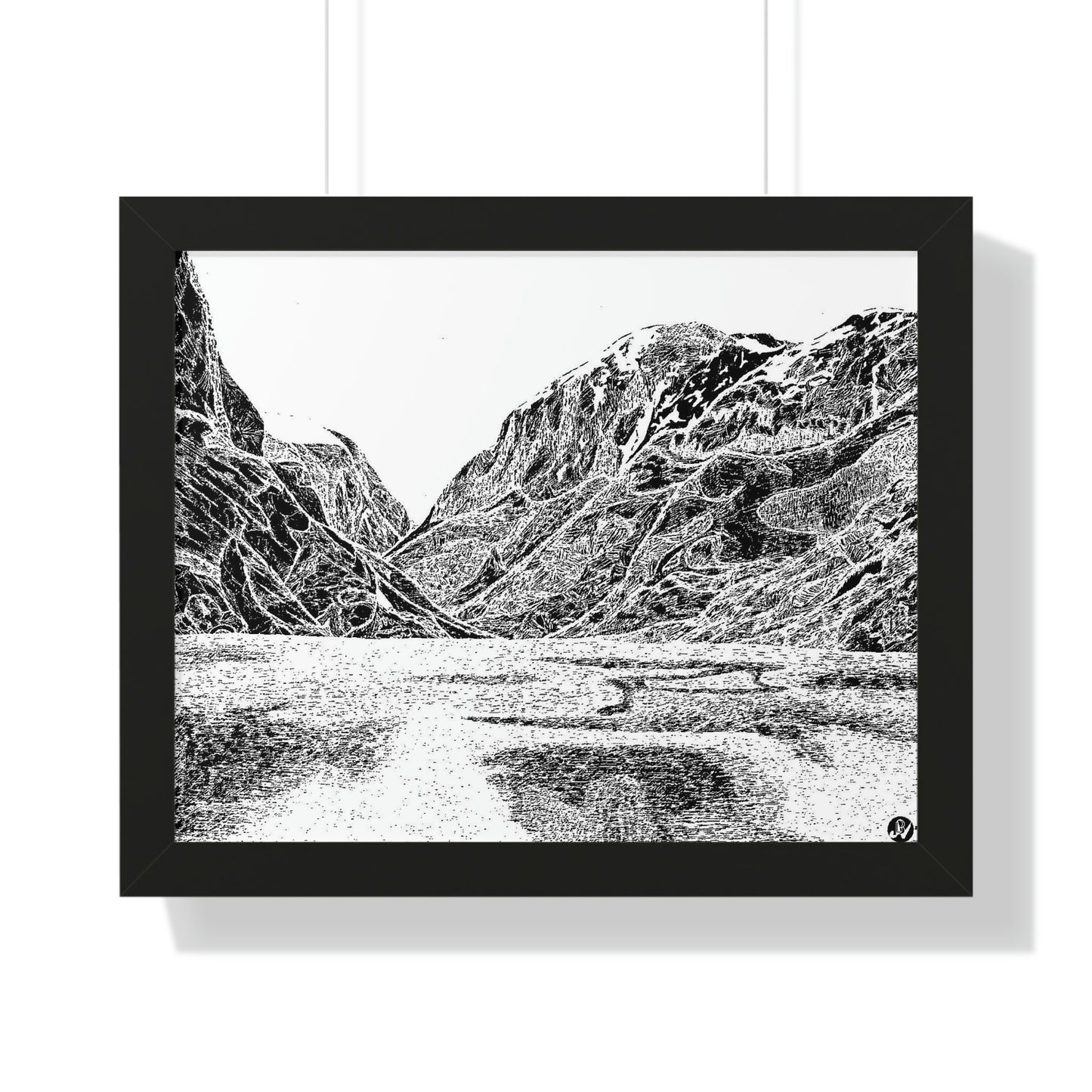 LAKE GUDVAGAN (REVERSE BLACK & WHITE) Framed Horizontal Poster