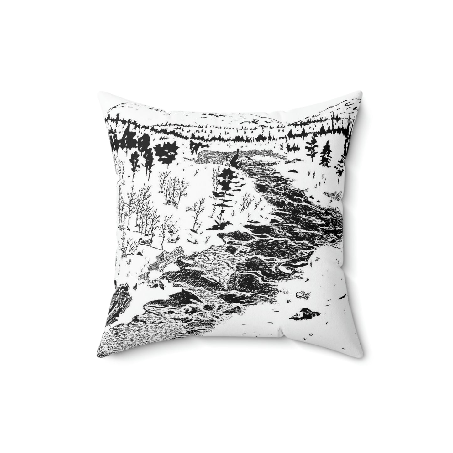 WONDERLUST (REVERSE BLACK & WHITE) Spun Polyester Square Pillow
