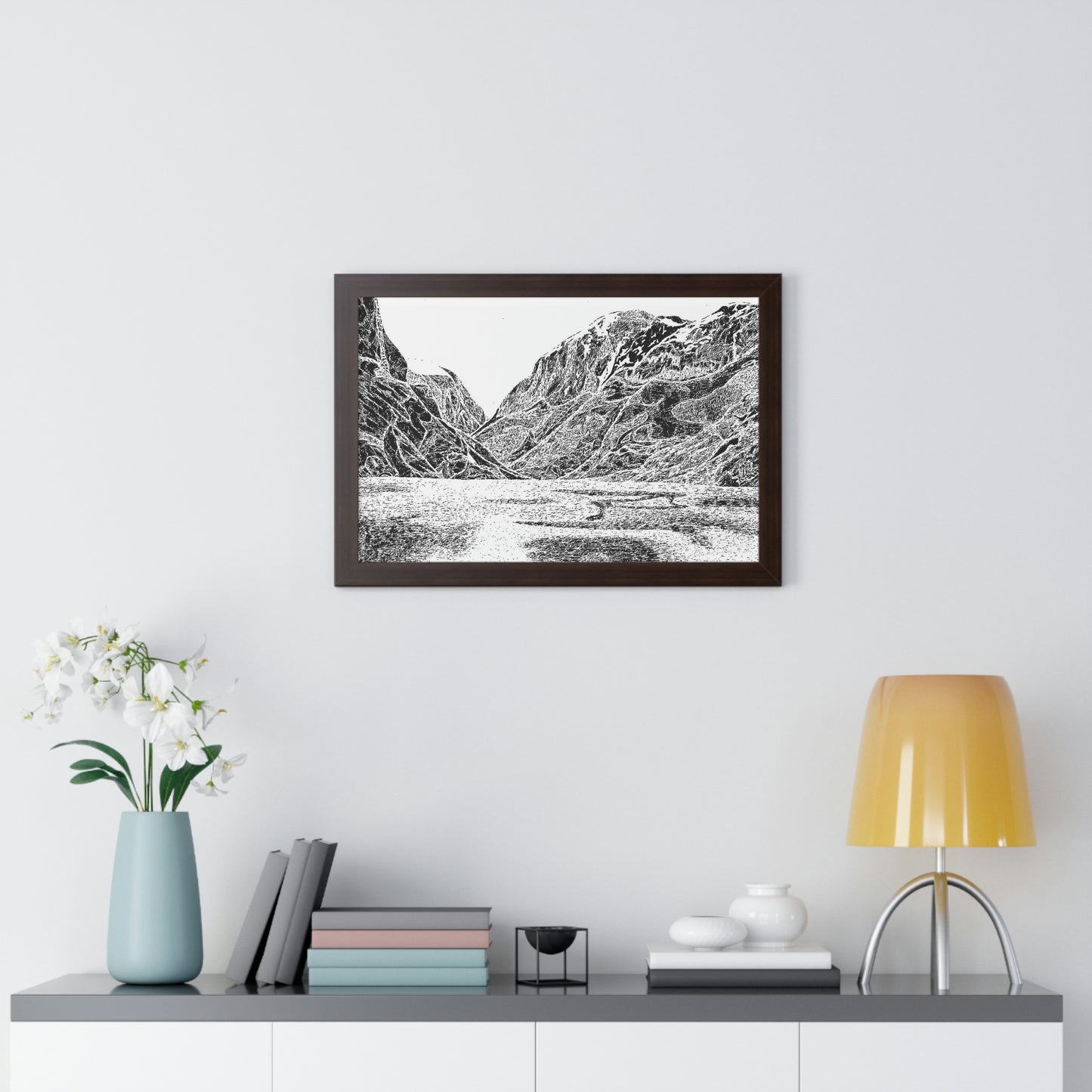LAKE GUDVAGAN (REVERSE BLACK & WHITE) Framed Horizontal Poster