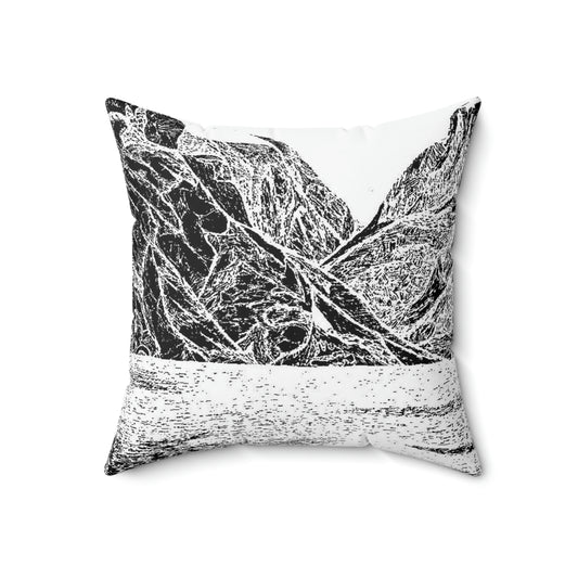 LAKE GUDVAGAN (REVERSE BLACK & WHITE) Spun Polyester Square Pillow