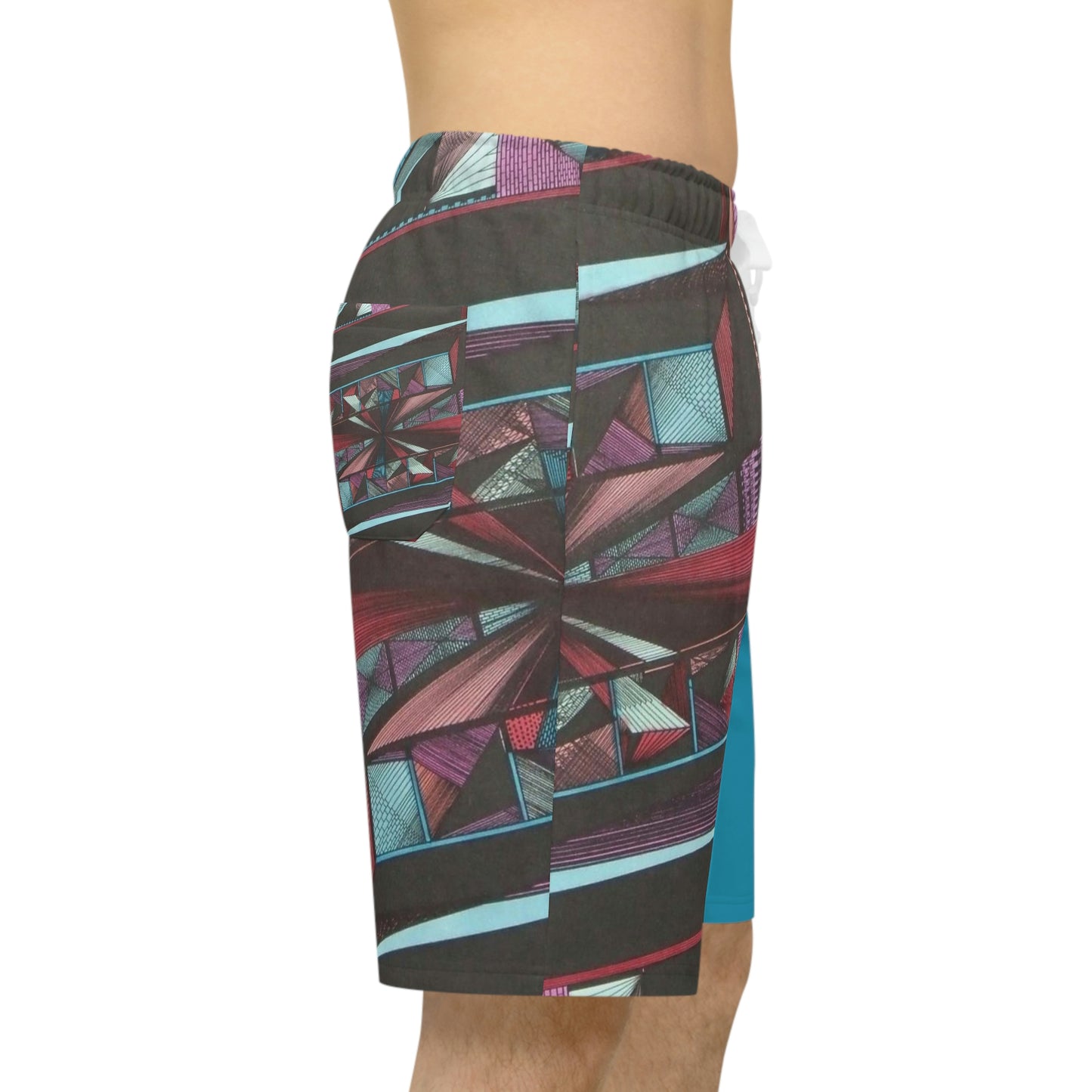 TURQUOISE LIGHT DUO MEGALOPOLIS Athletic Long Shorts (AOP)