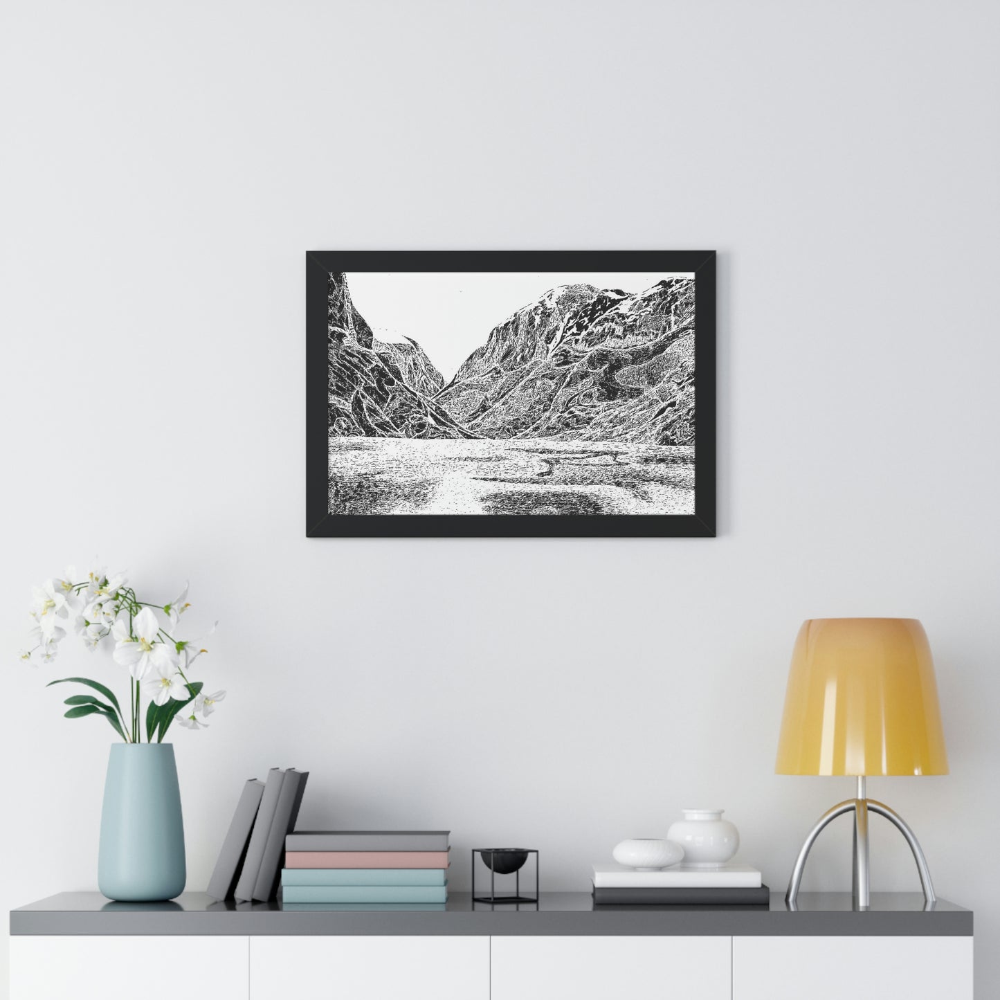 LAKE GUDVAGAN (REVERSE BLACK & WHITE) Framed Horizontal Poster