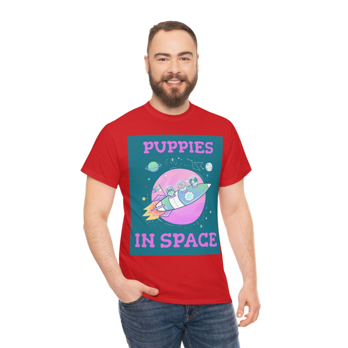 PUPPIES IN SPACE Unisex Heavy Cotton Tee