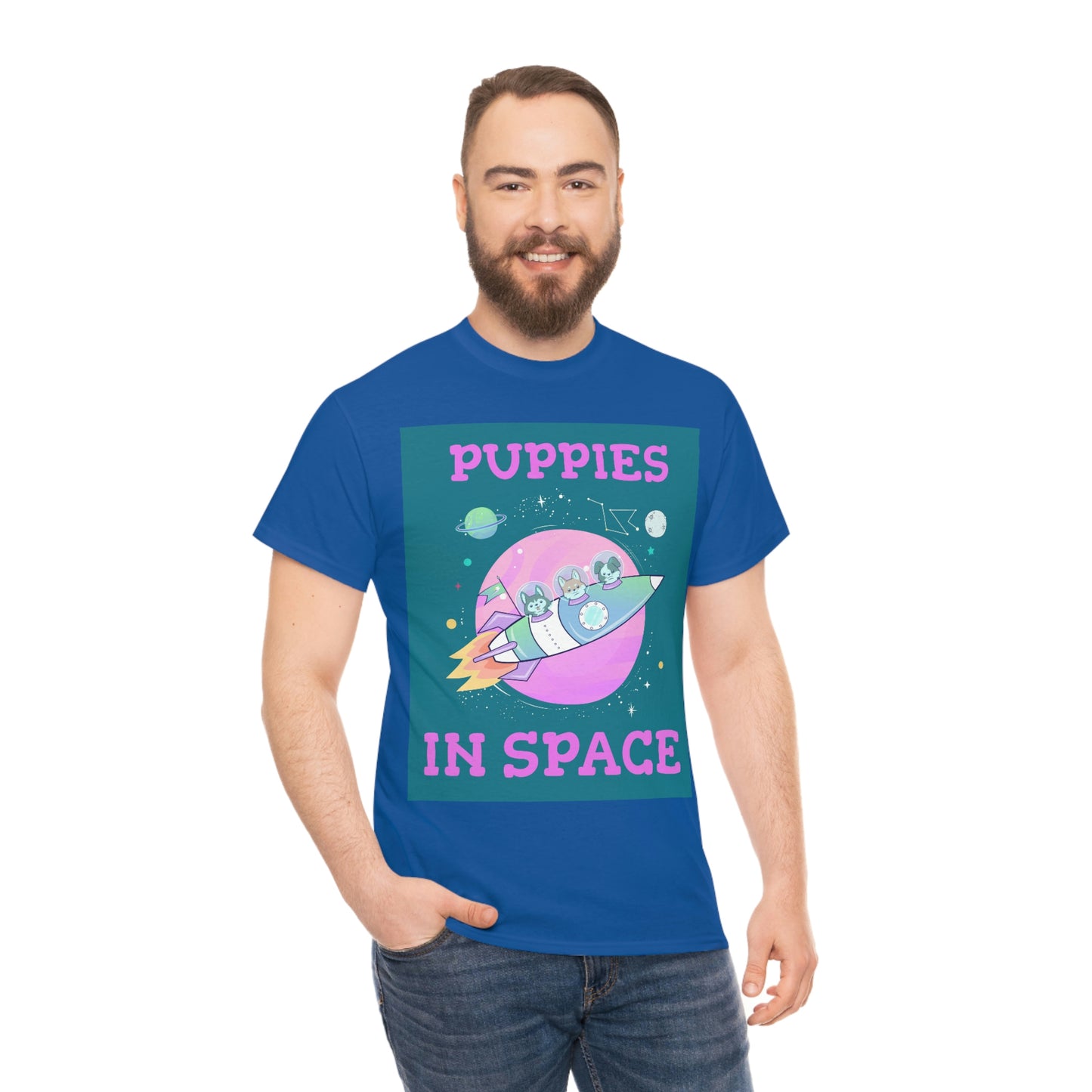 PUPPIES IN SPACE Unisex Heavy Cotton Tee