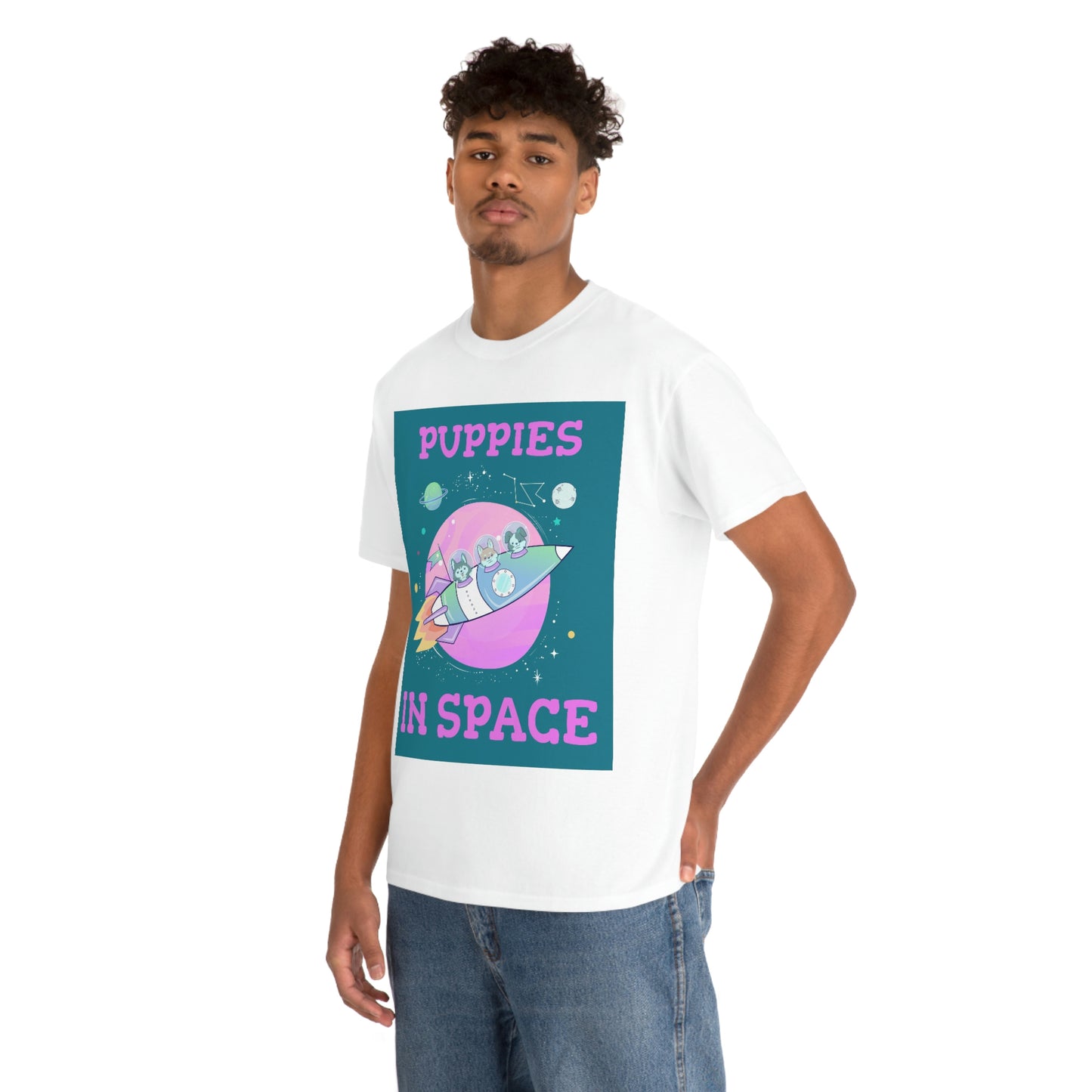PUPPIES IN SPACE Unisex Heavy Cotton Tee