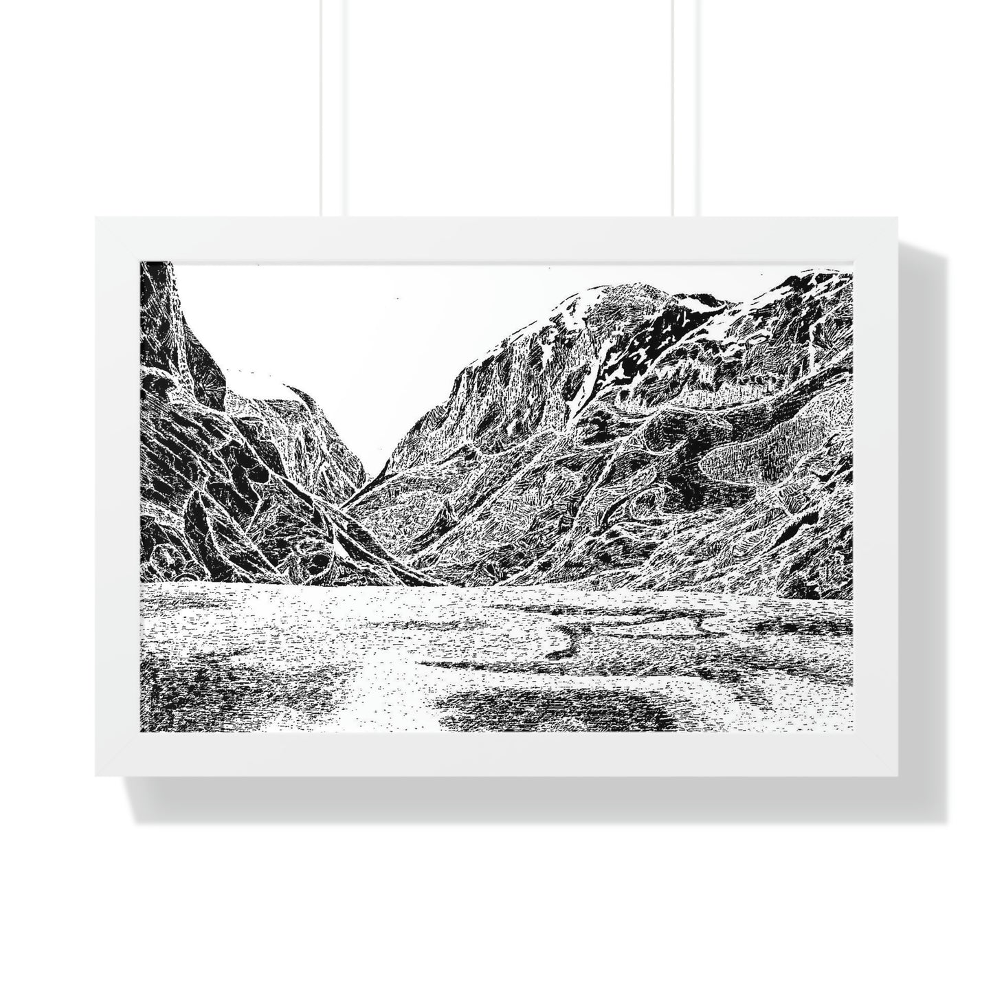 LAKE GUDVAGAN (REVERSE BLACK & WHITE) Framed Horizontal Poster