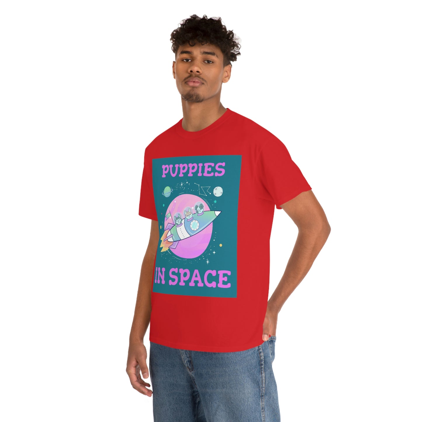 PUPPIES IN SPACE Unisex Heavy Cotton Tee