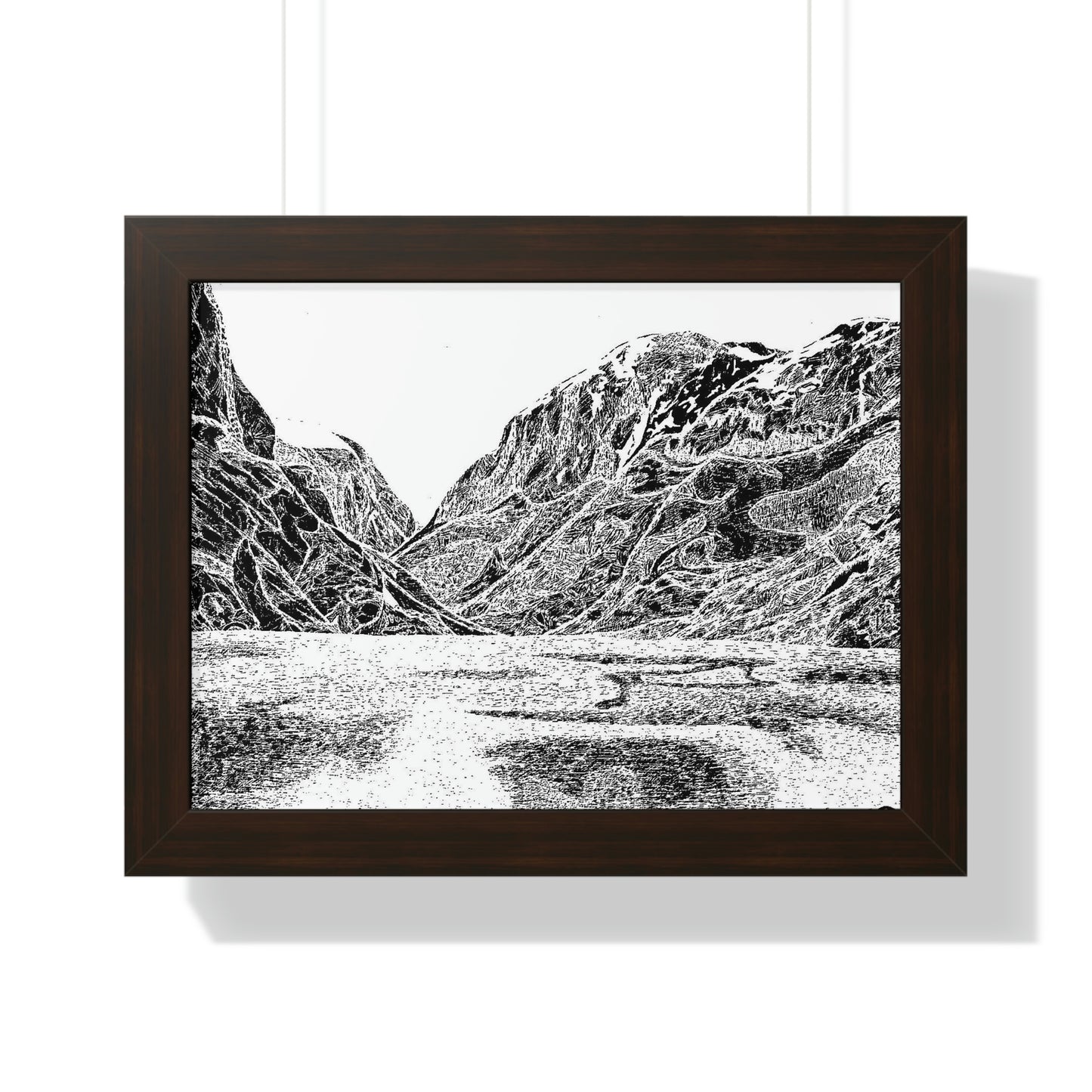 LAKE GUDVAGAN (REVERSE BLACK & WHITE) Framed Horizontal Poster