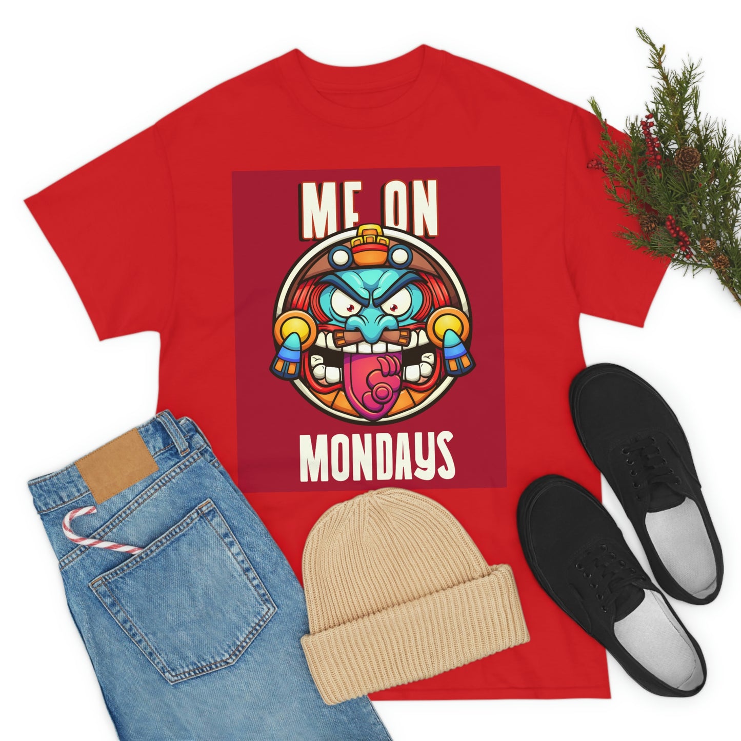 ME ON MONDAYS (RED) Unisex Heavy Cotton Tee