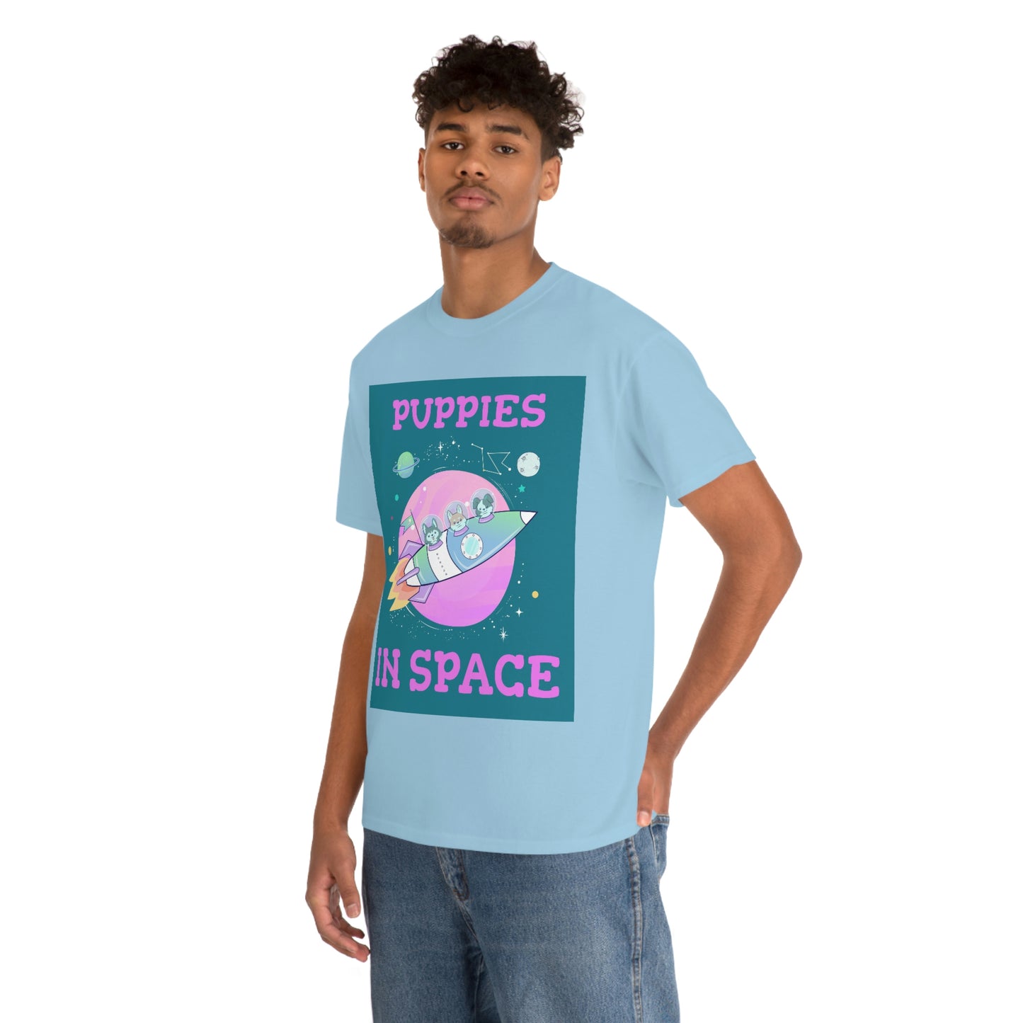 PUPPIES IN SPACE Unisex Heavy Cotton Tee