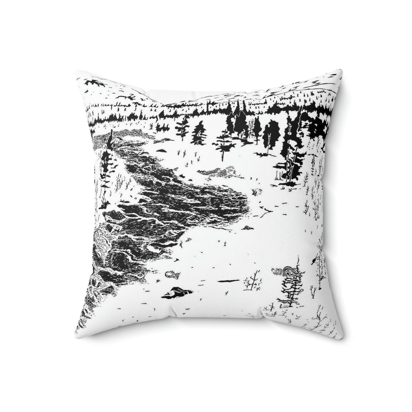 WONDERLUST (REVERSE BLACK & WHITE) Spun Polyester Square Pillow