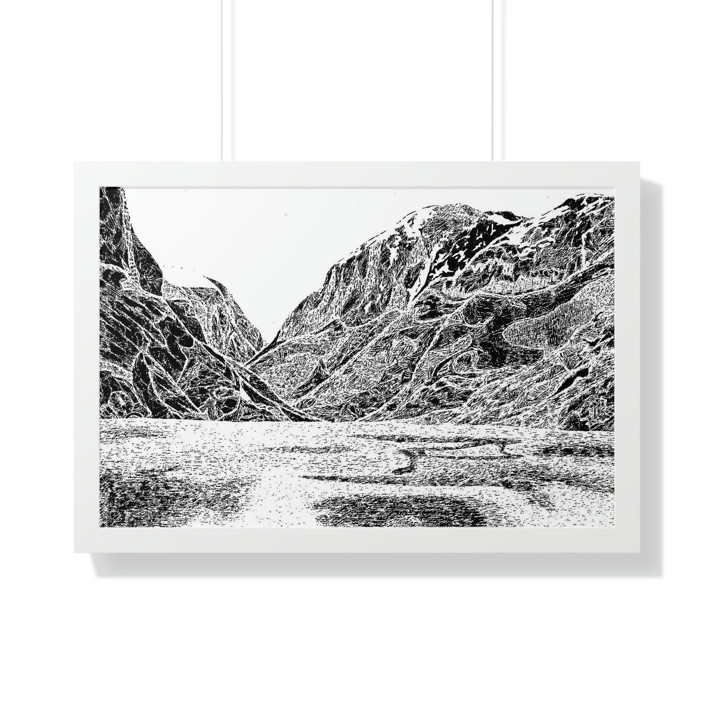 LAKE GUDVAGAN (REVERSE BLACK & WHITE) Framed Horizontal Poster