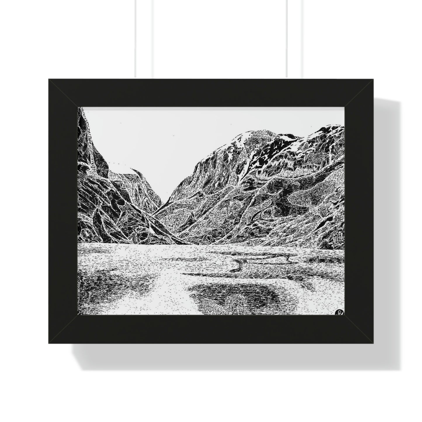 LAKE GUDVAGAN (REVERSE BLACK & WHITE) Framed Horizontal Poster