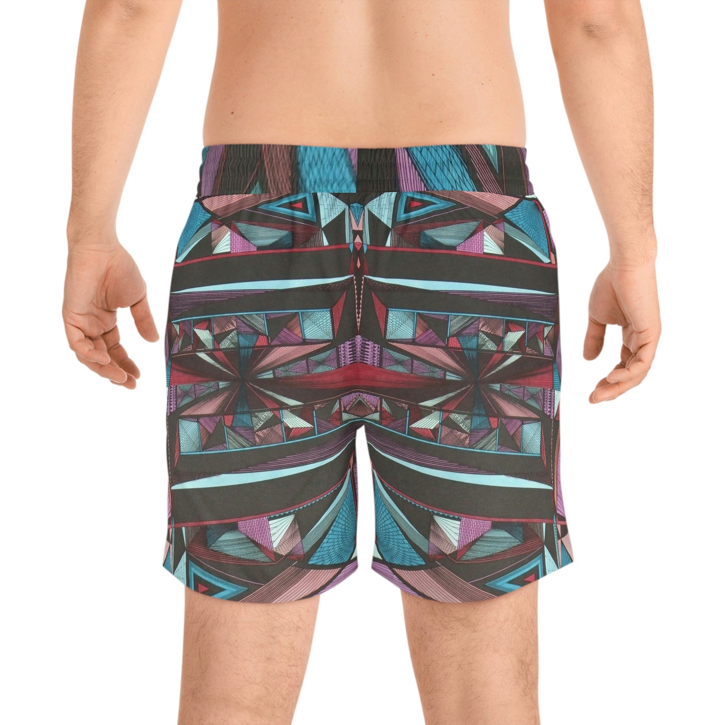 LIGHT DUO MEGALOPOLIS Men's Mid-Length Swim Shorts (AOP)