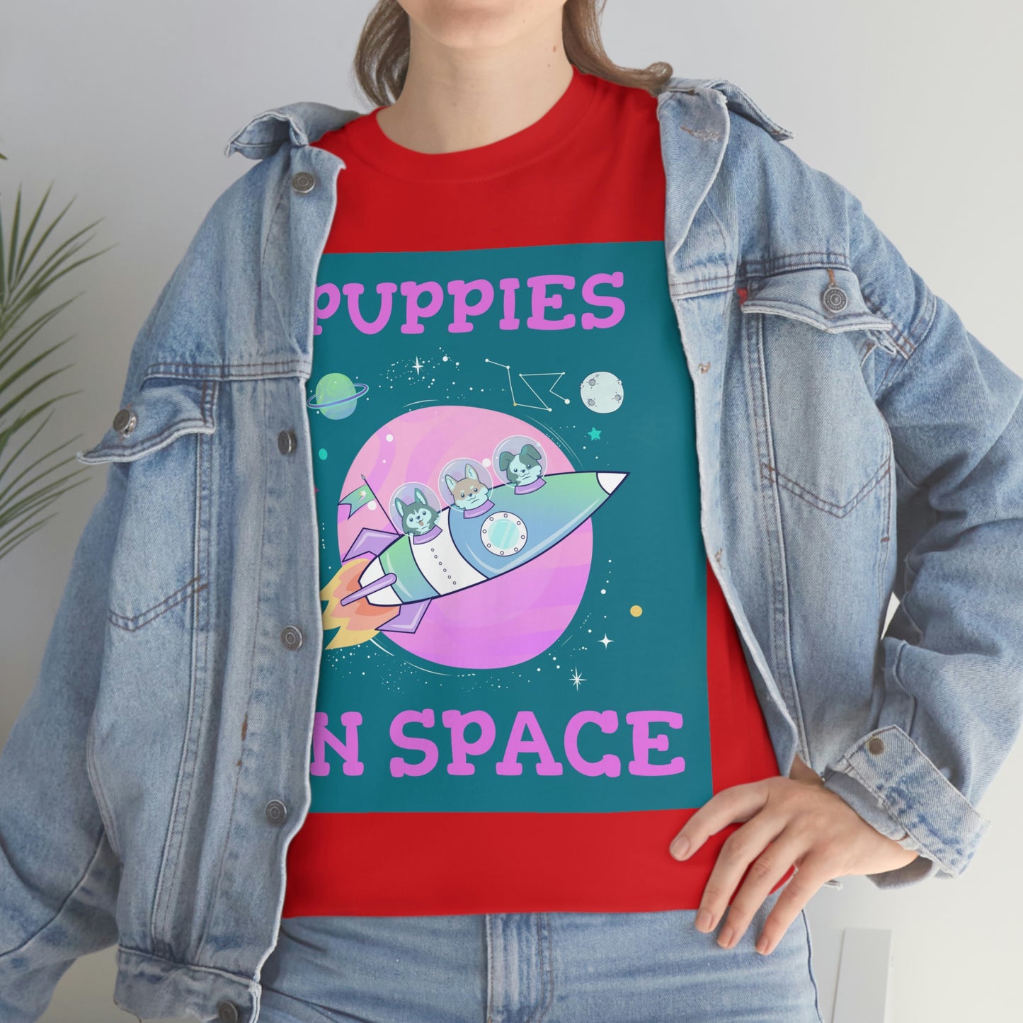 PUPPIES IN SPACE Unisex Heavy Cotton Tee