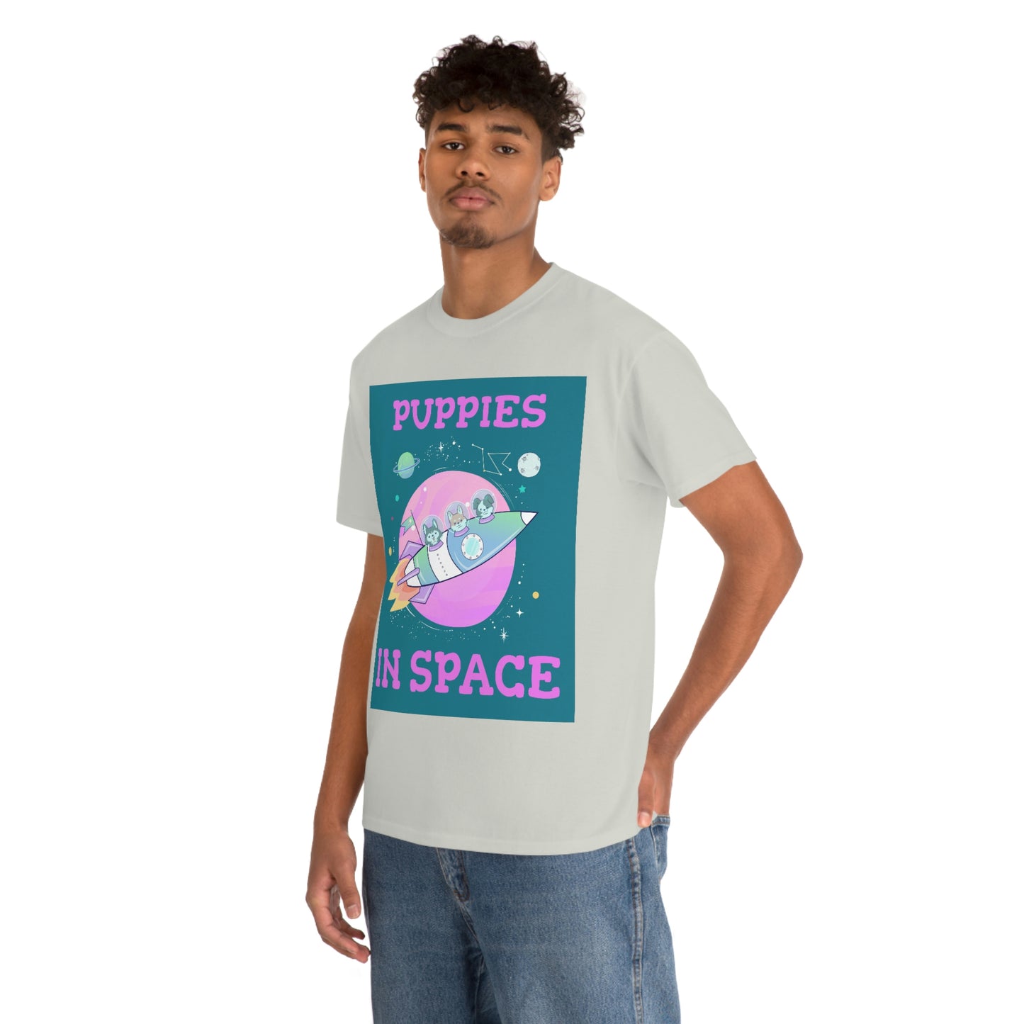 PUPPIES IN SPACE Unisex Heavy Cotton Tee