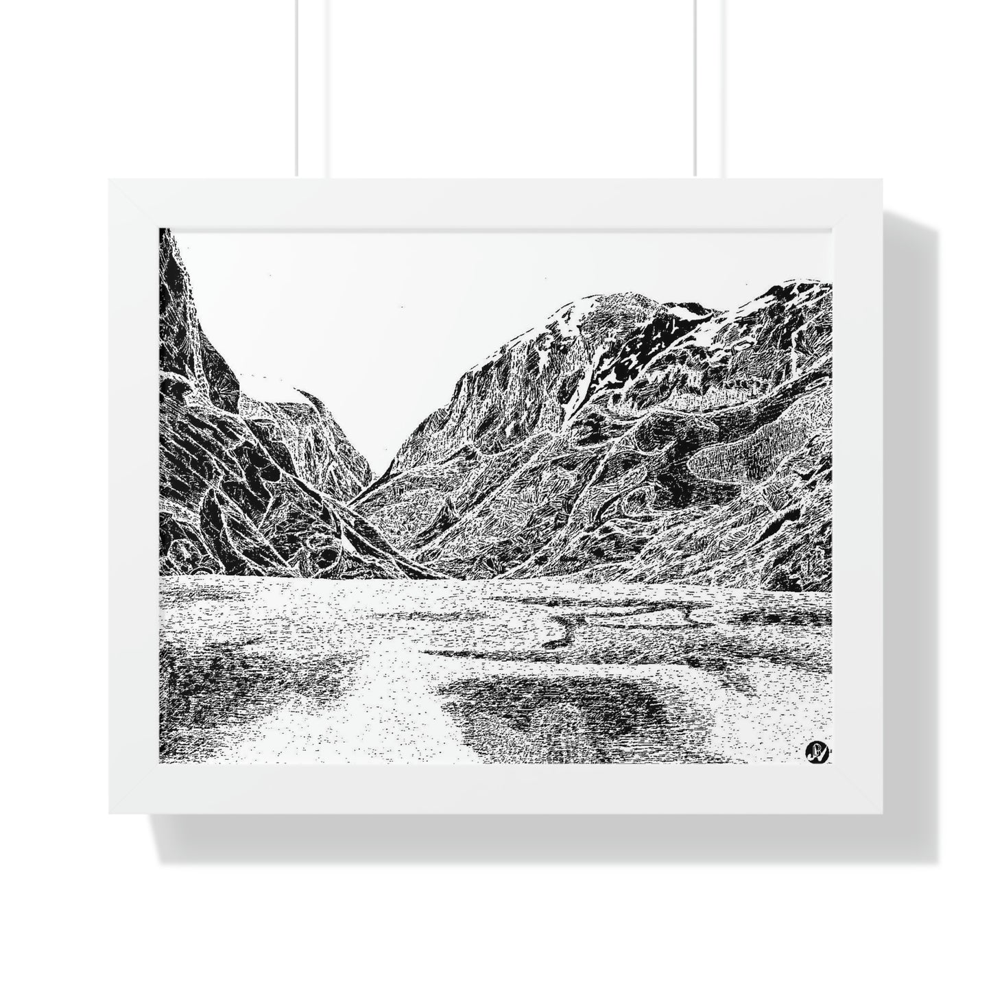 LAKE GUDVAGAN (REVERSE BLACK & WHITE) Framed Horizontal Poster