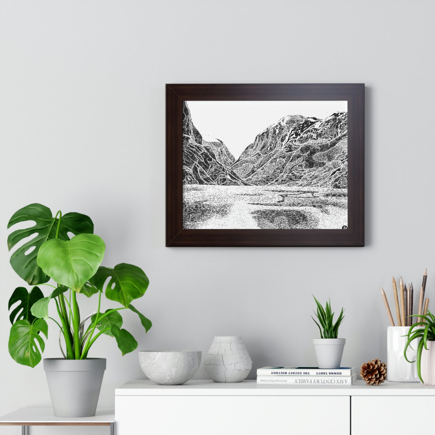LAKE GUDVAGAN (REVERSE BLACK & WHITE) Framed Horizontal Poster