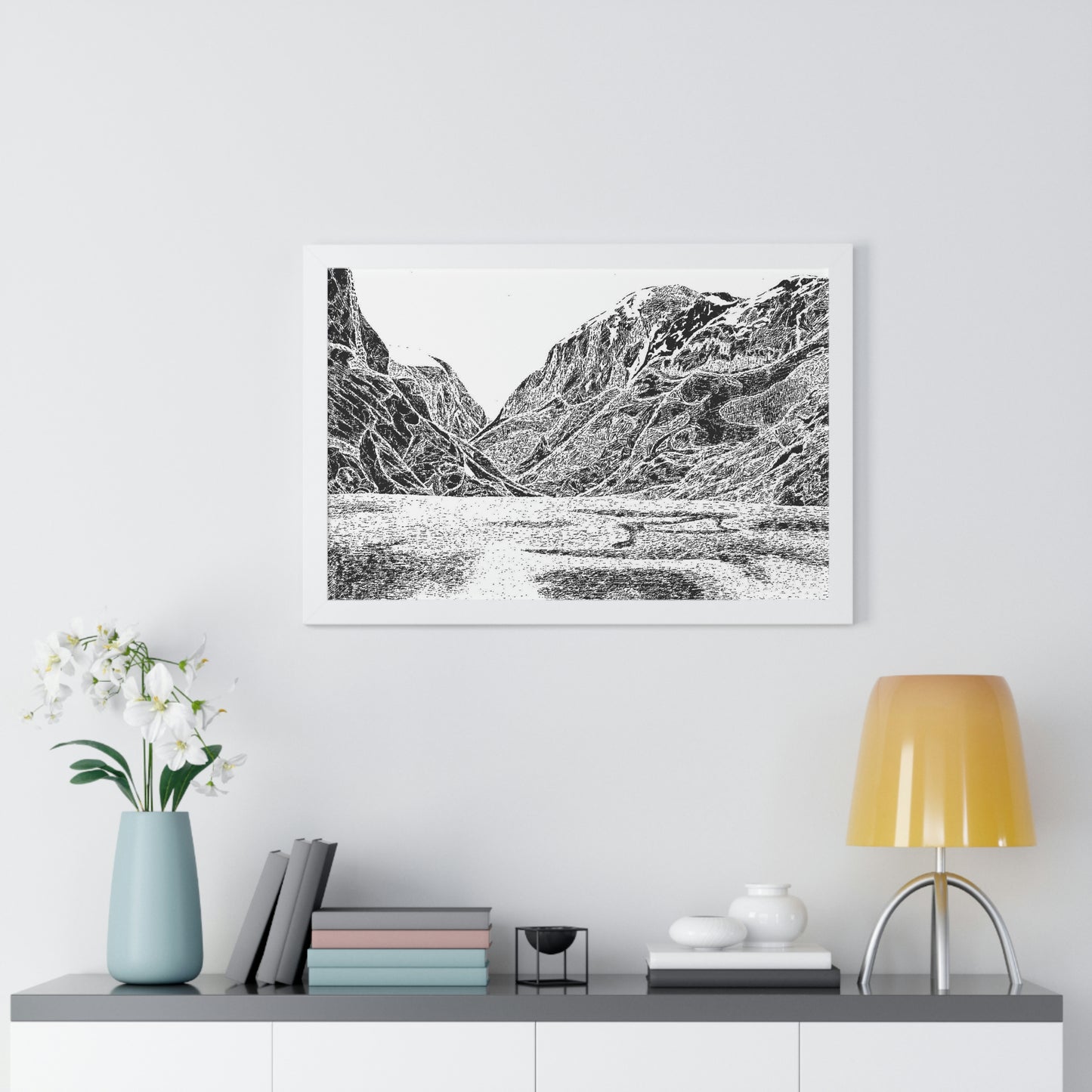 LAKE GUDVAGAN (REVERSE BLACK & WHITE) Framed Horizontal Poster