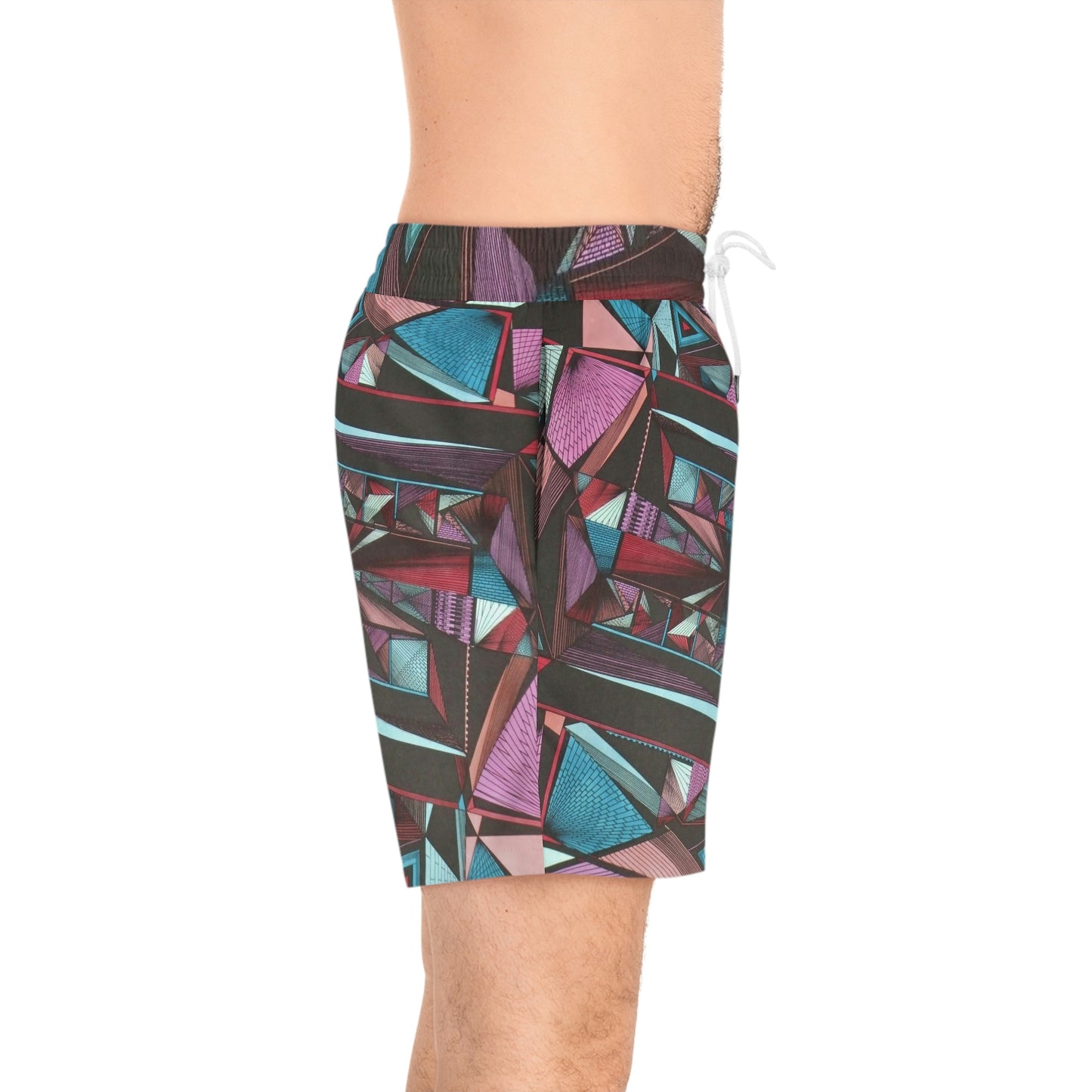 LIGHT DUO MEGALOPOLIS Men's Mid-Length Swim Shorts (AOP)