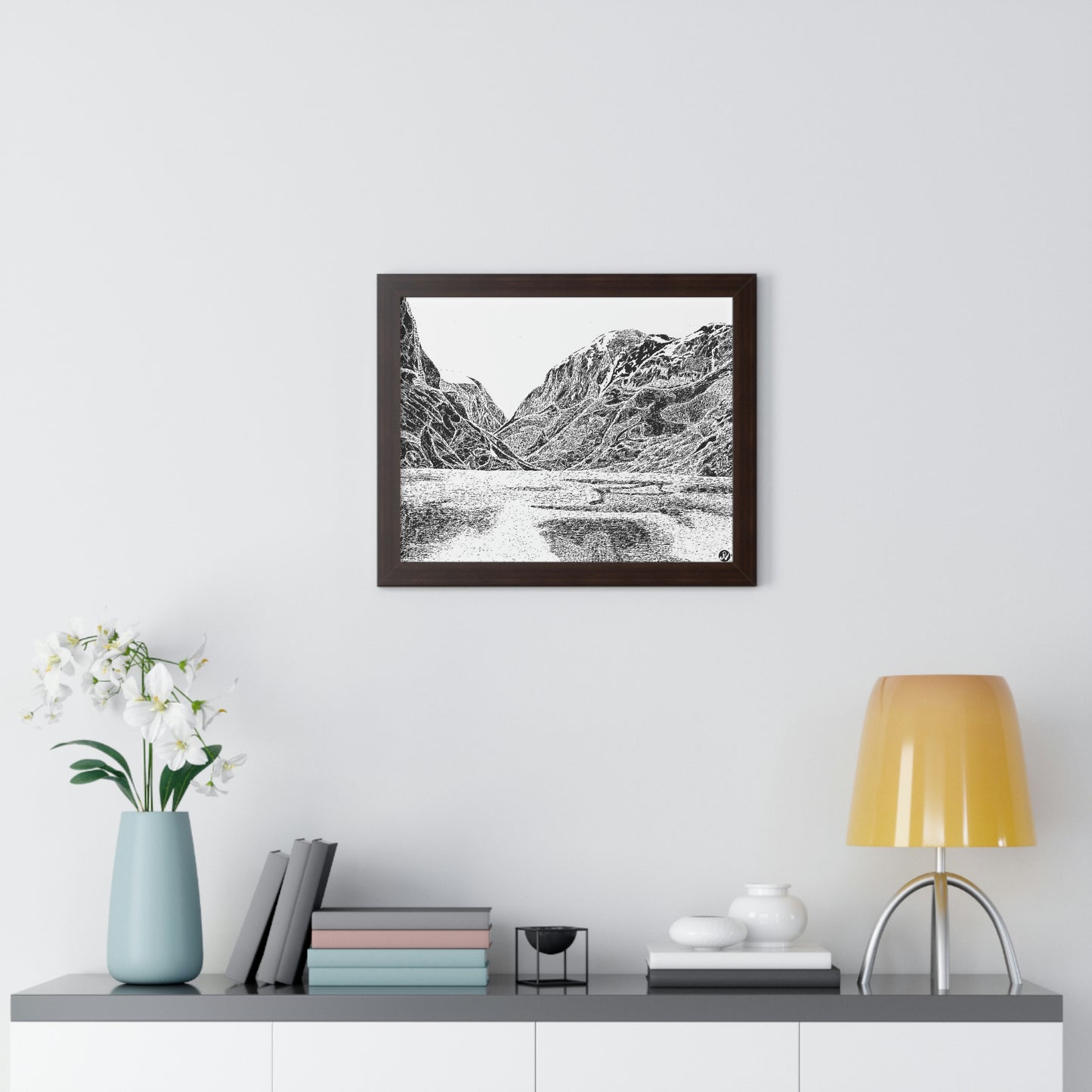 LAKE GUDVAGAN (REVERSE BLACK & WHITE) Framed Horizontal Poster