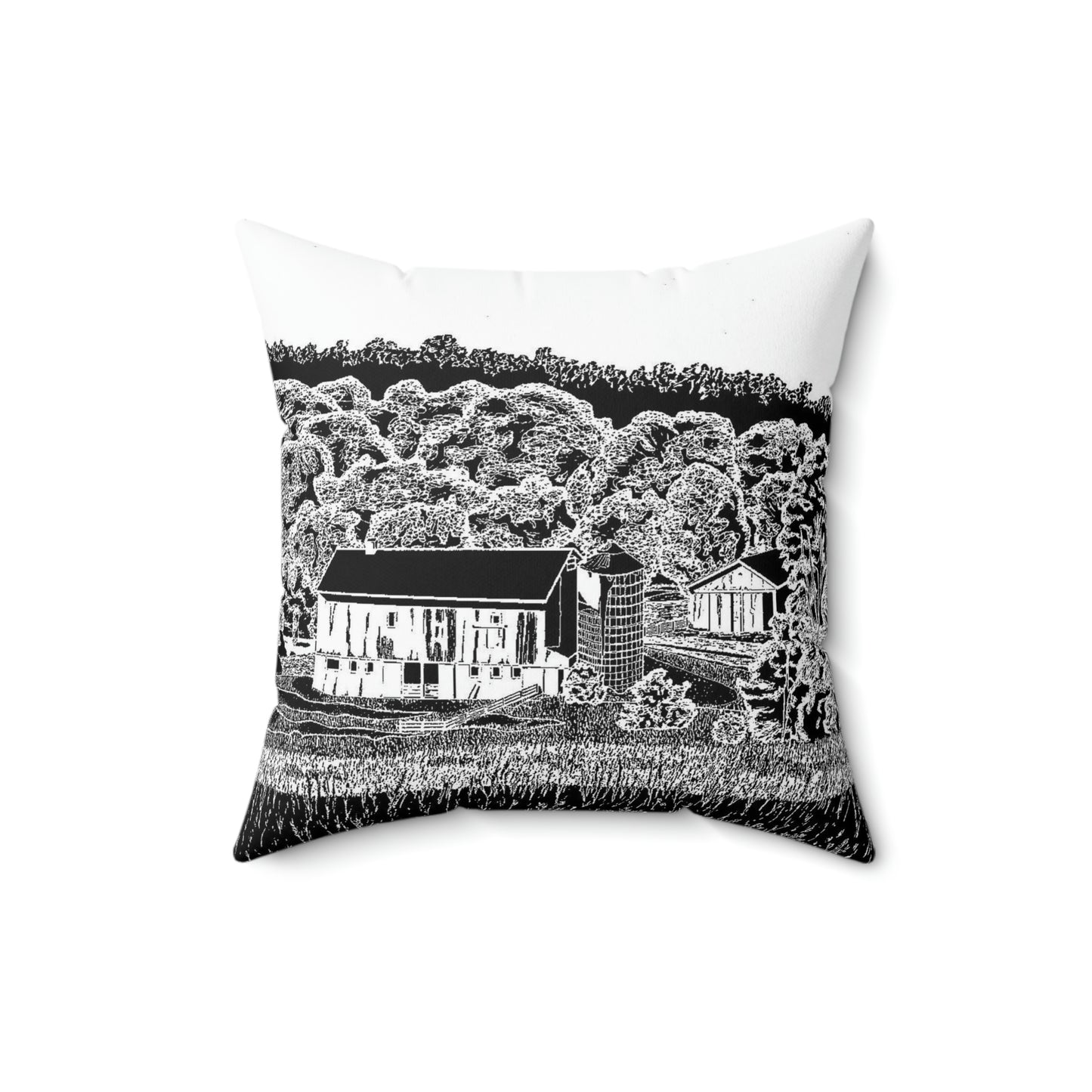 IMPASS (REVERSE BLACK & WHITE) Spun Polyester Square Pillow