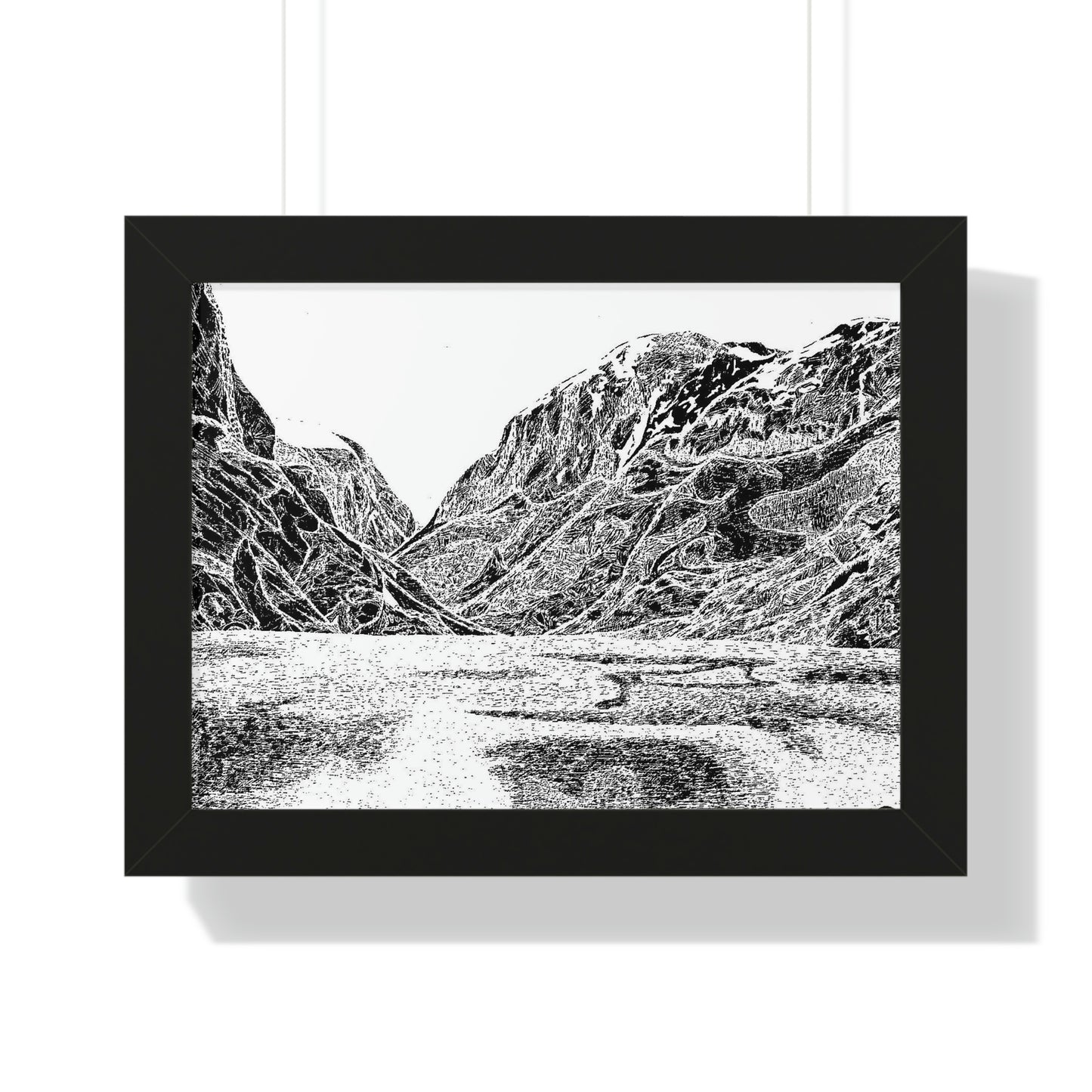 LAKE GUDVAGAN (REVERSE BLACK & WHITE) Framed Horizontal Poster