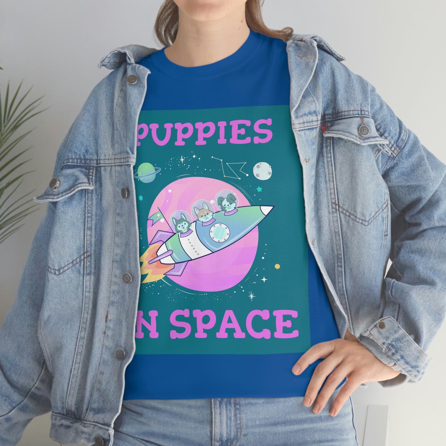 PUPPIES IN SPACE Unisex Heavy Cotton Tee