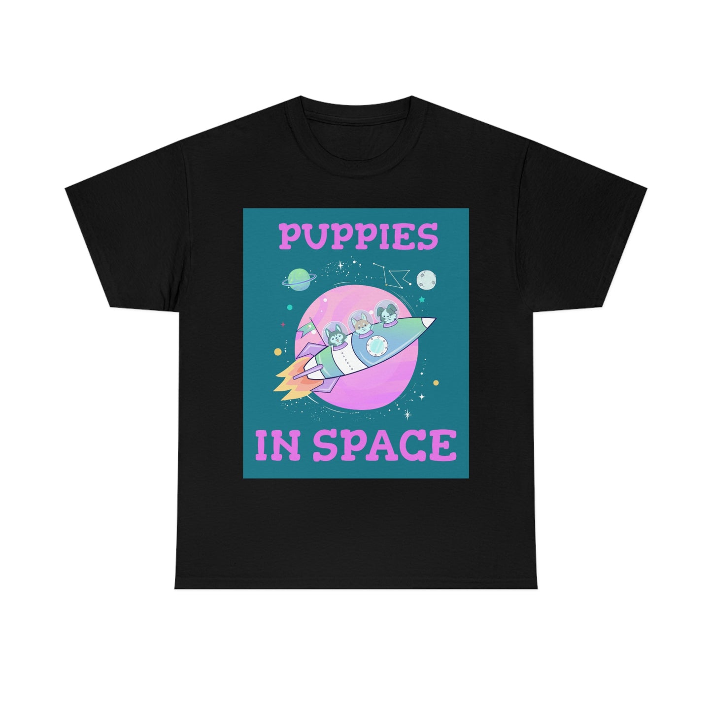 PUPPIES IN SPACE Unisex Heavy Cotton Tee