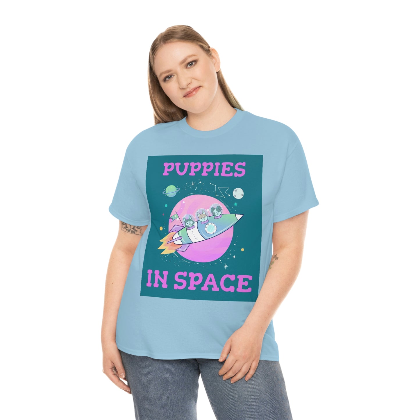 PUPPIES IN SPACE Unisex Heavy Cotton Tee