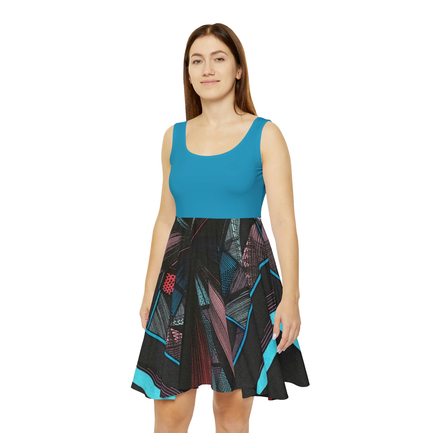 TURQUOISE DUO MEGALOPOLIS Women's Skater Dress