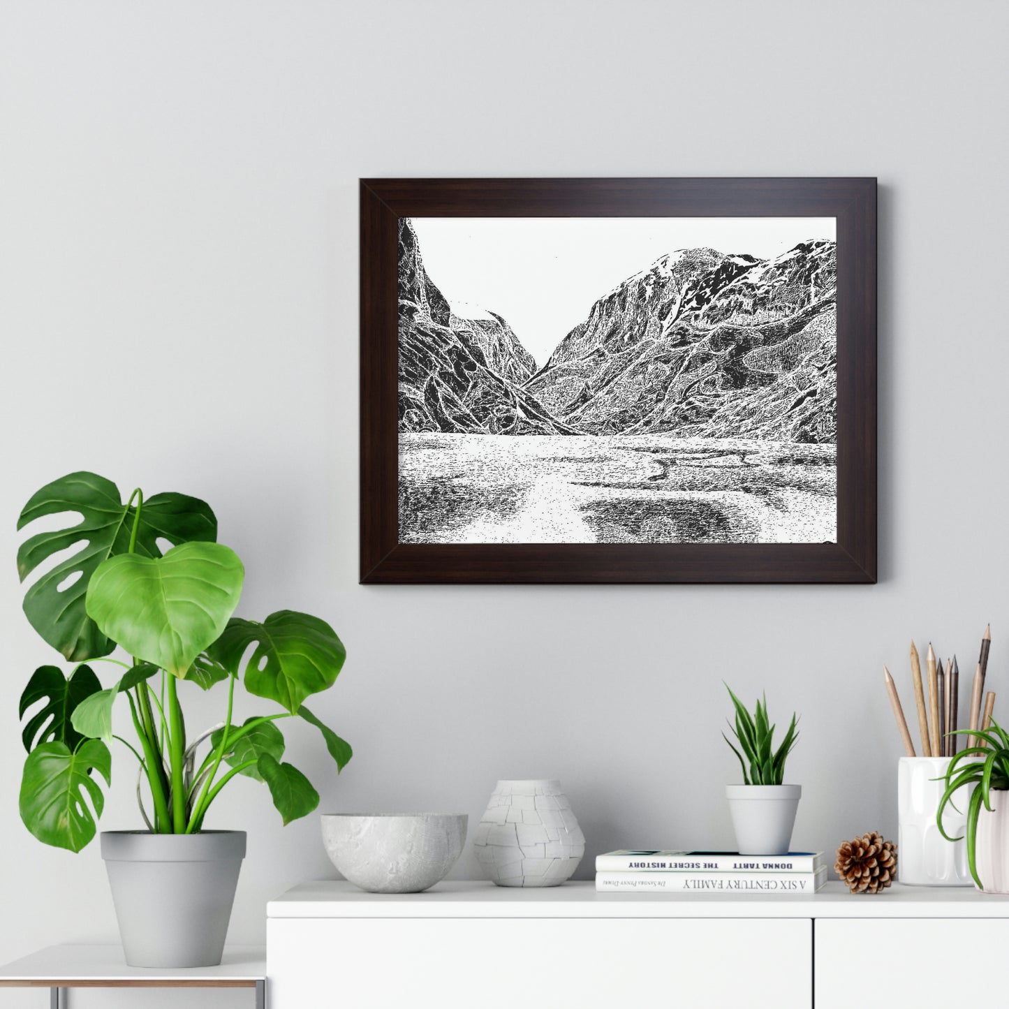 LAKE GUDVAGAN (REVERSE BLACK & WHITE) Framed Horizontal Poster