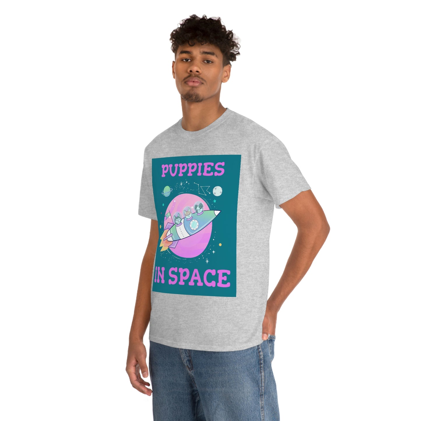 PUPPIES IN SPACE Unisex Heavy Cotton Tee