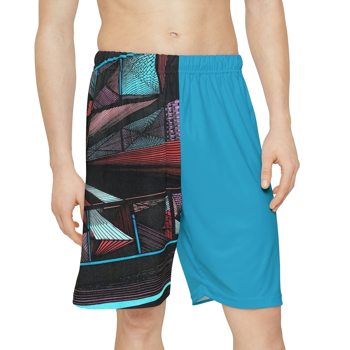 TURQUOISE DUO MEGALOPOLIS Men’s Sports Shorts (does not have pockets)
