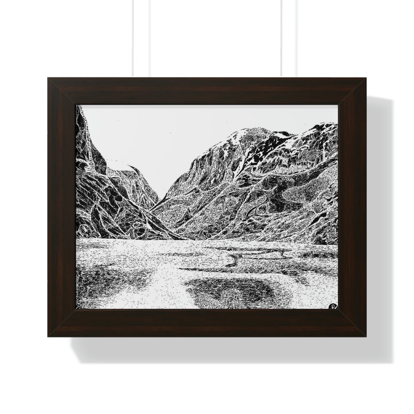 LAKE GUDVAGAN (REVERSE BLACK & WHITE) Framed Horizontal Poster