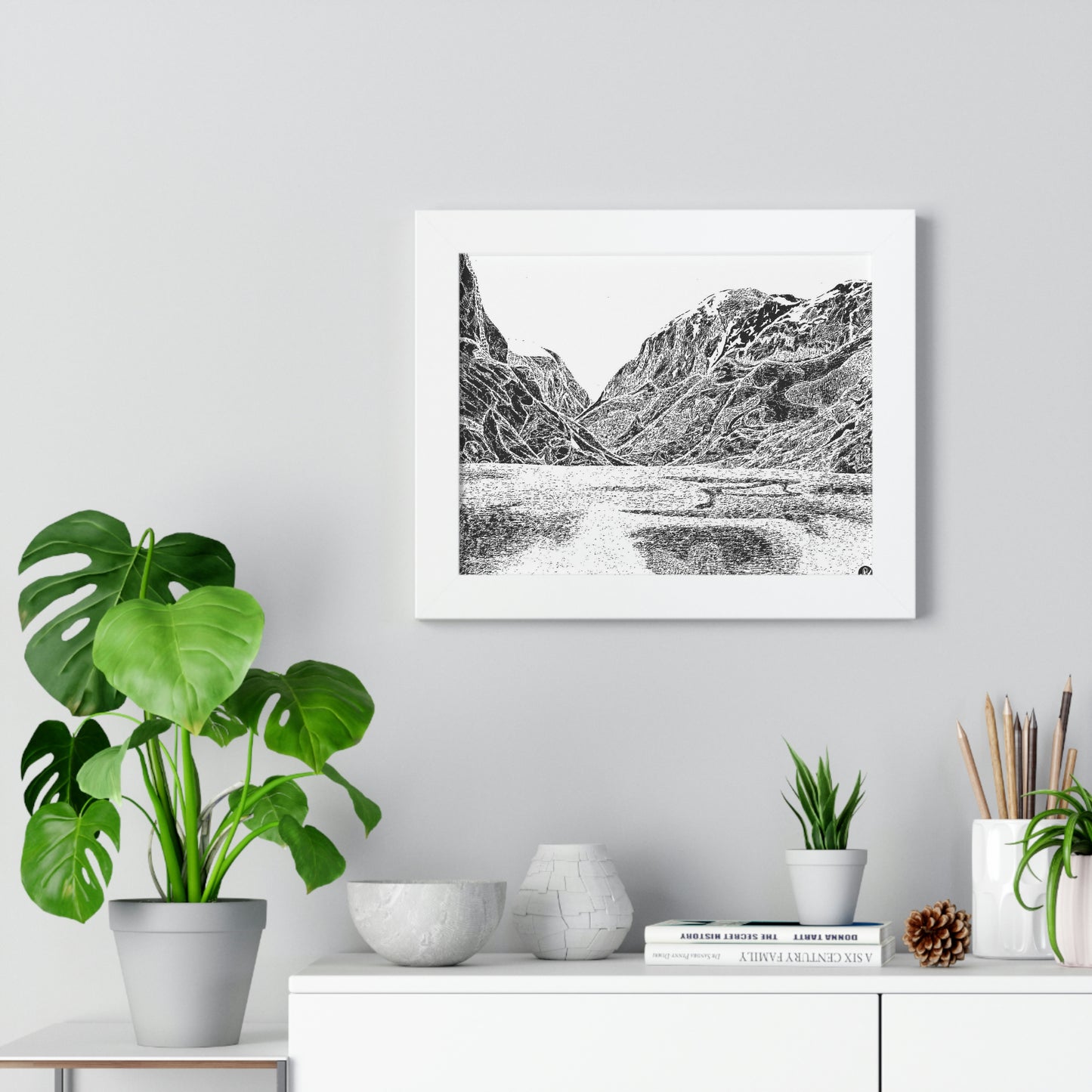 LAKE GUDVAGAN (REVERSE BLACK & WHITE) Framed Horizontal Poster