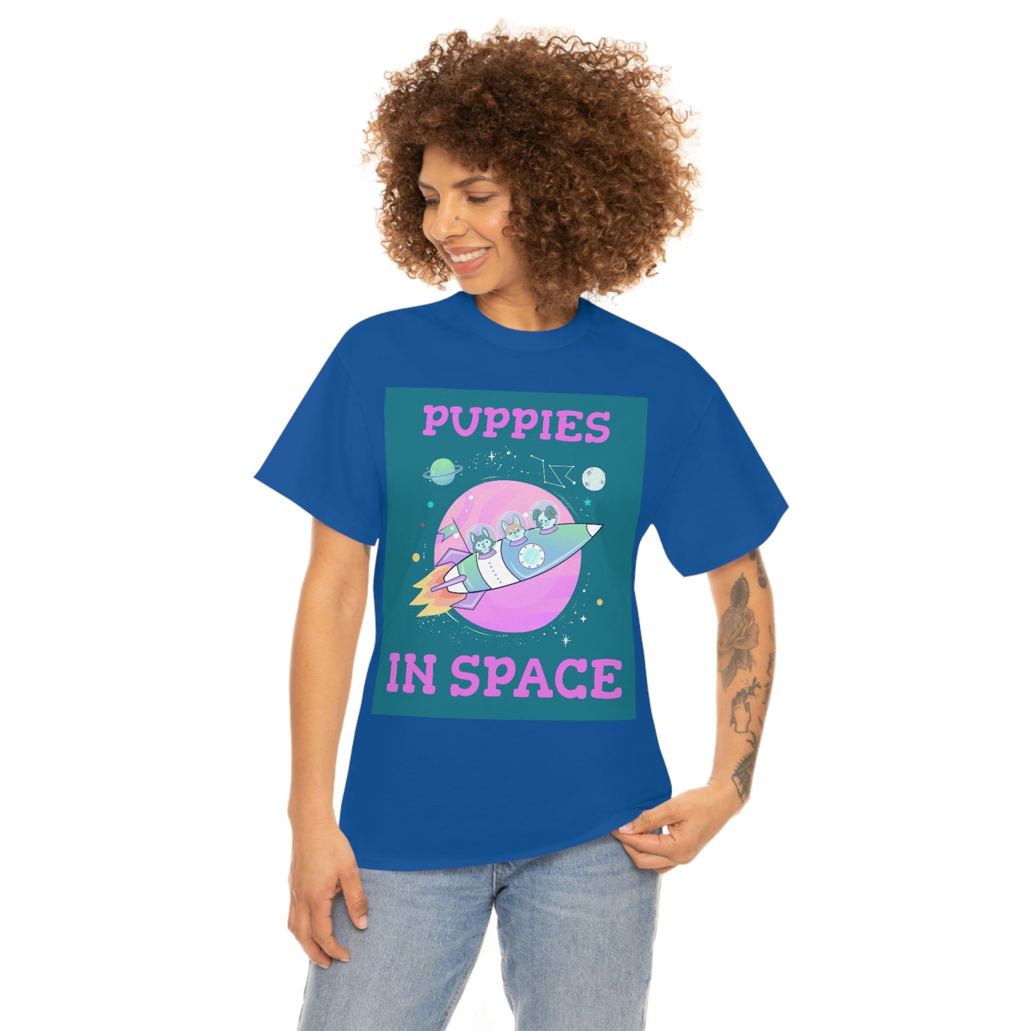 PUPPIES IN SPACE Unisex Heavy Cotton Tee