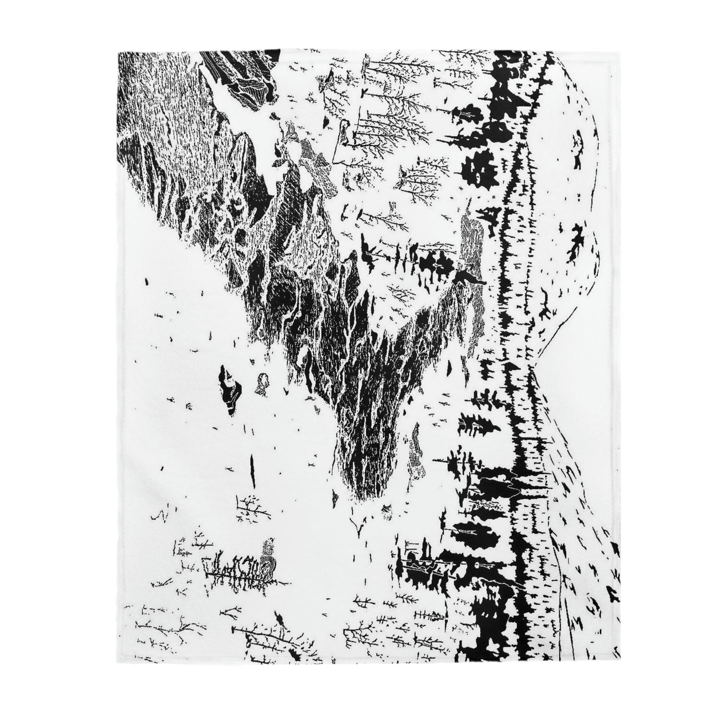 WONDERLUST (REVERSE BLACK & WHITE) Velveteen Plush Blanket