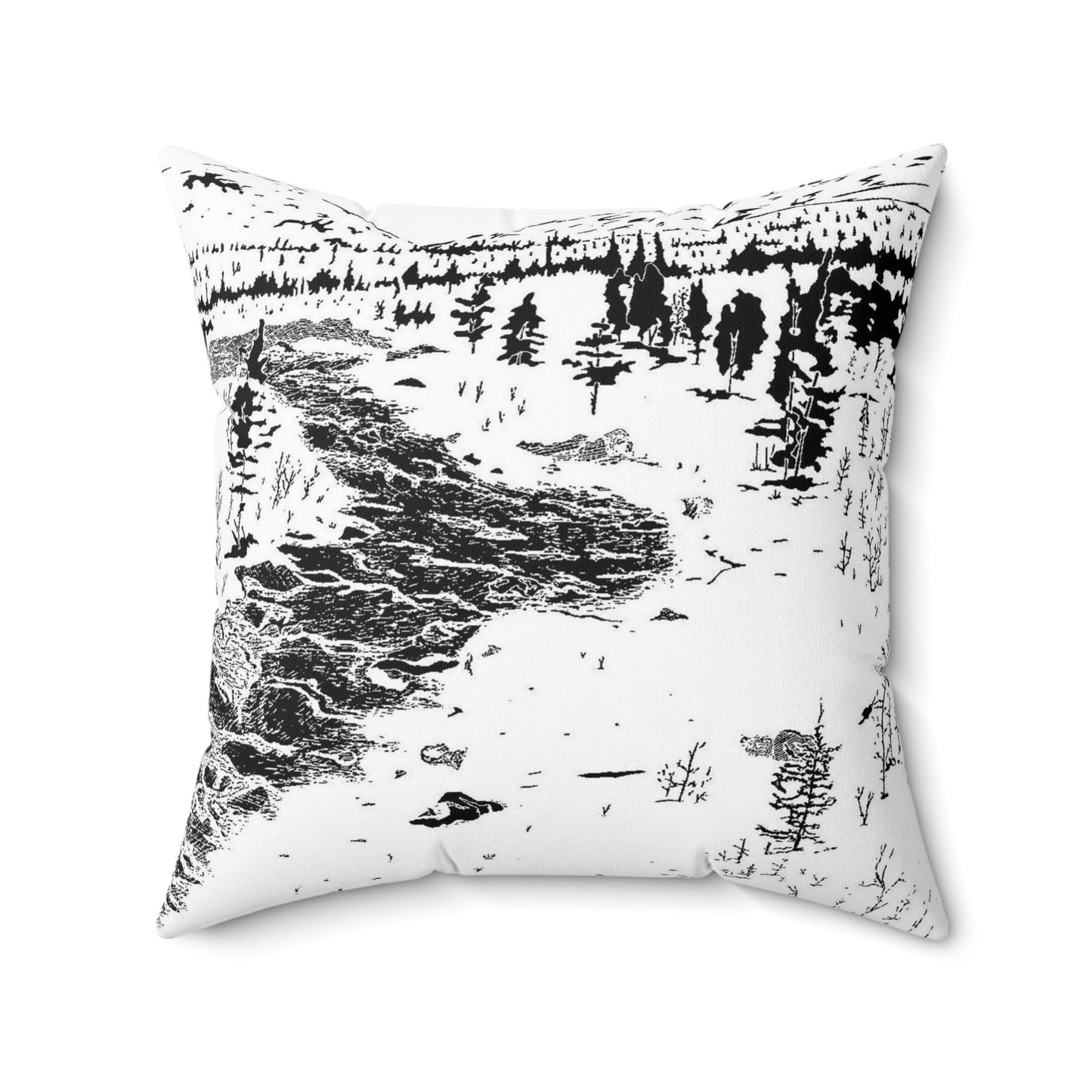 WONDERLUST (REVERSE BLACK & WHITE) Spun Polyester Square Pillow