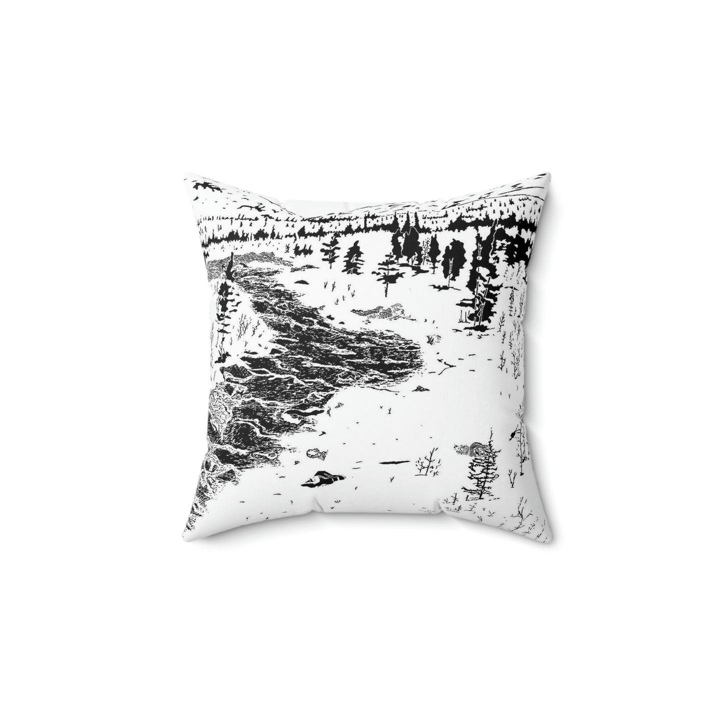 WONDERLUST (REVERSE BLACK & WHITE) Spun Polyester Square Pillow