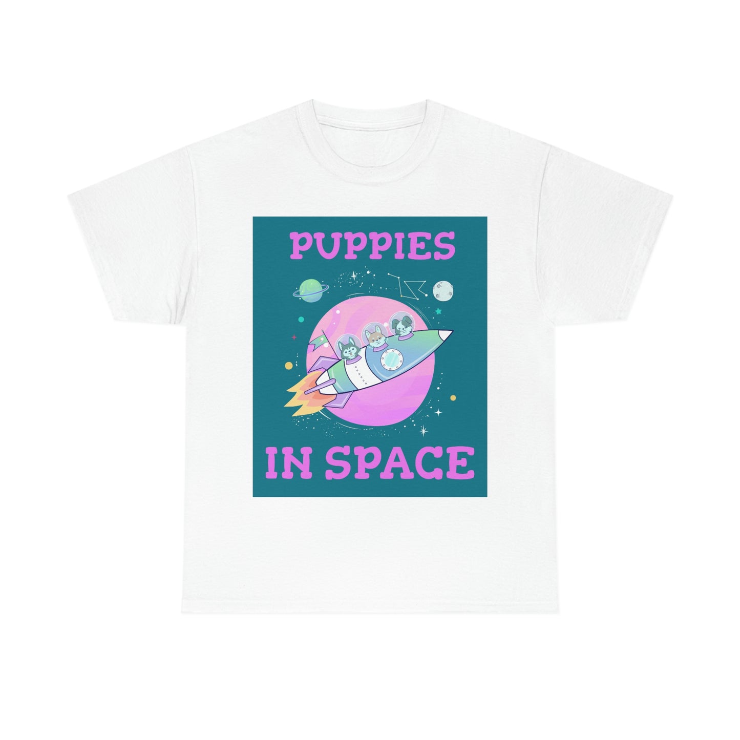 PUPPIES IN SPACE Unisex Heavy Cotton Tee