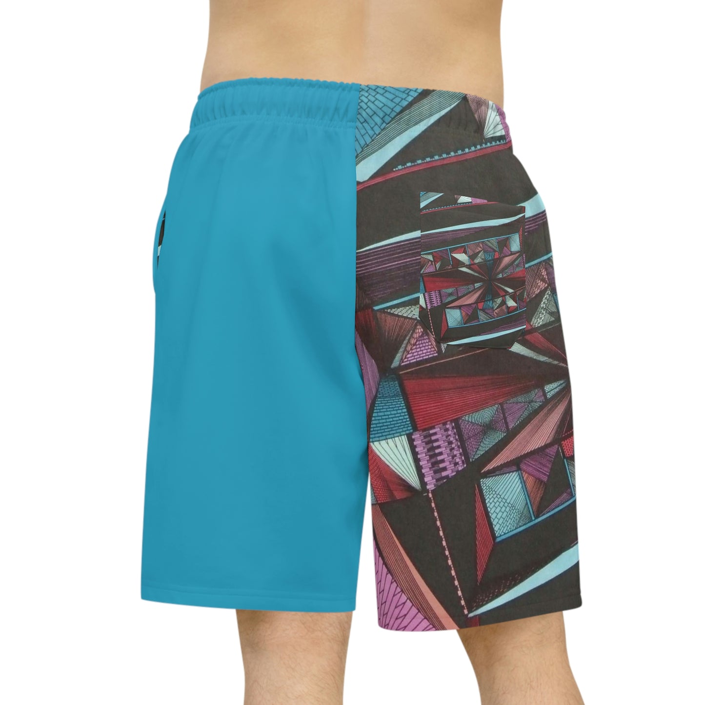 TURQUOISE LIGHT DUO MEGALOPOLIS Athletic Long Shorts (AOP)