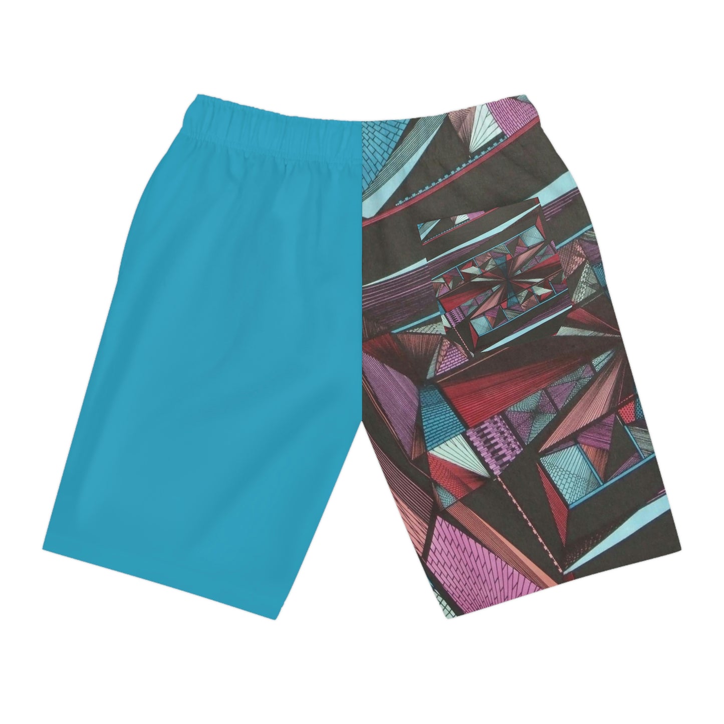 TURQUOISE LIGHT DUO MEGALOPOLIS Athletic Long Shorts (AOP)