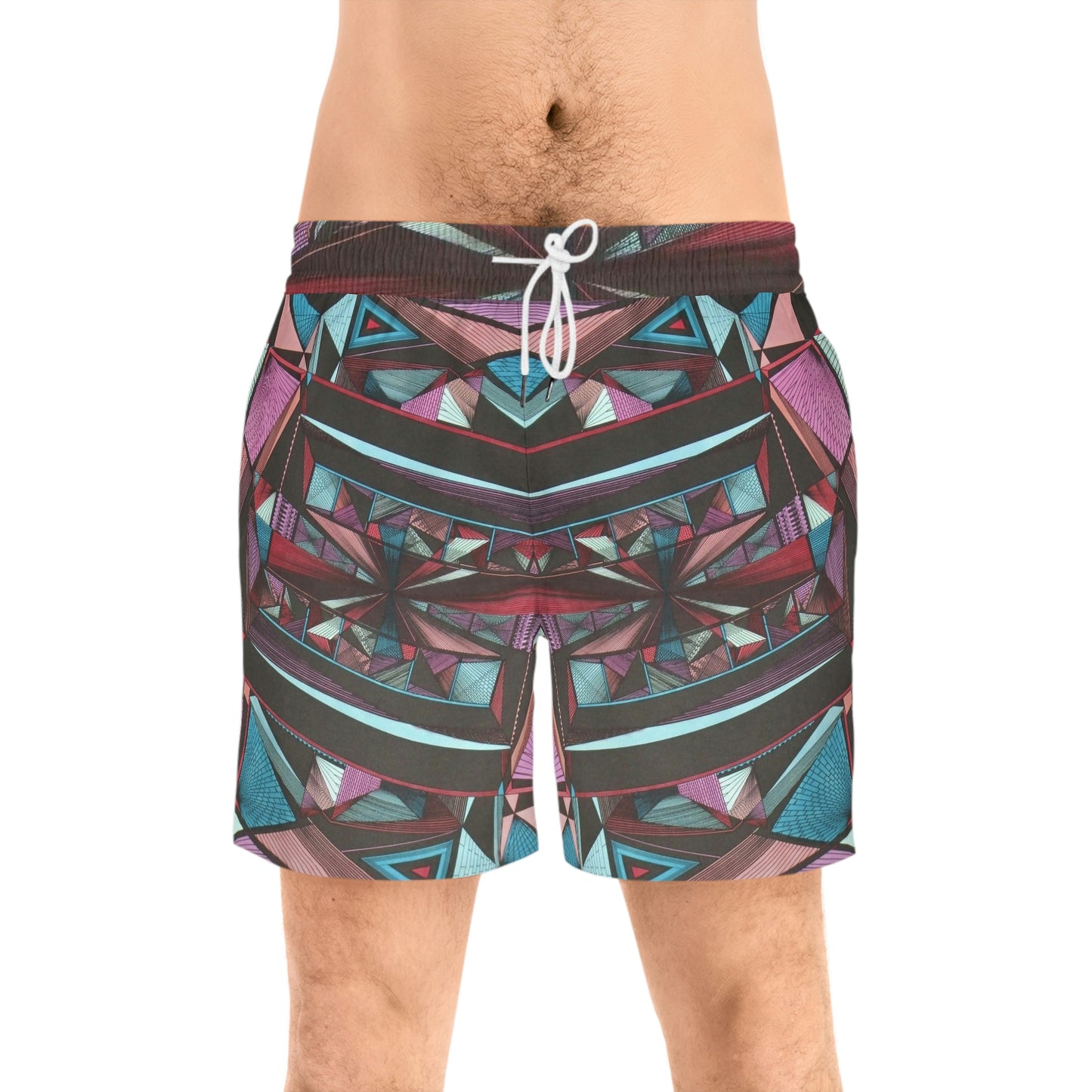 LIGHT DUO MEGALOPOLIS Men's Mid-Length Swim Shorts (AOP)