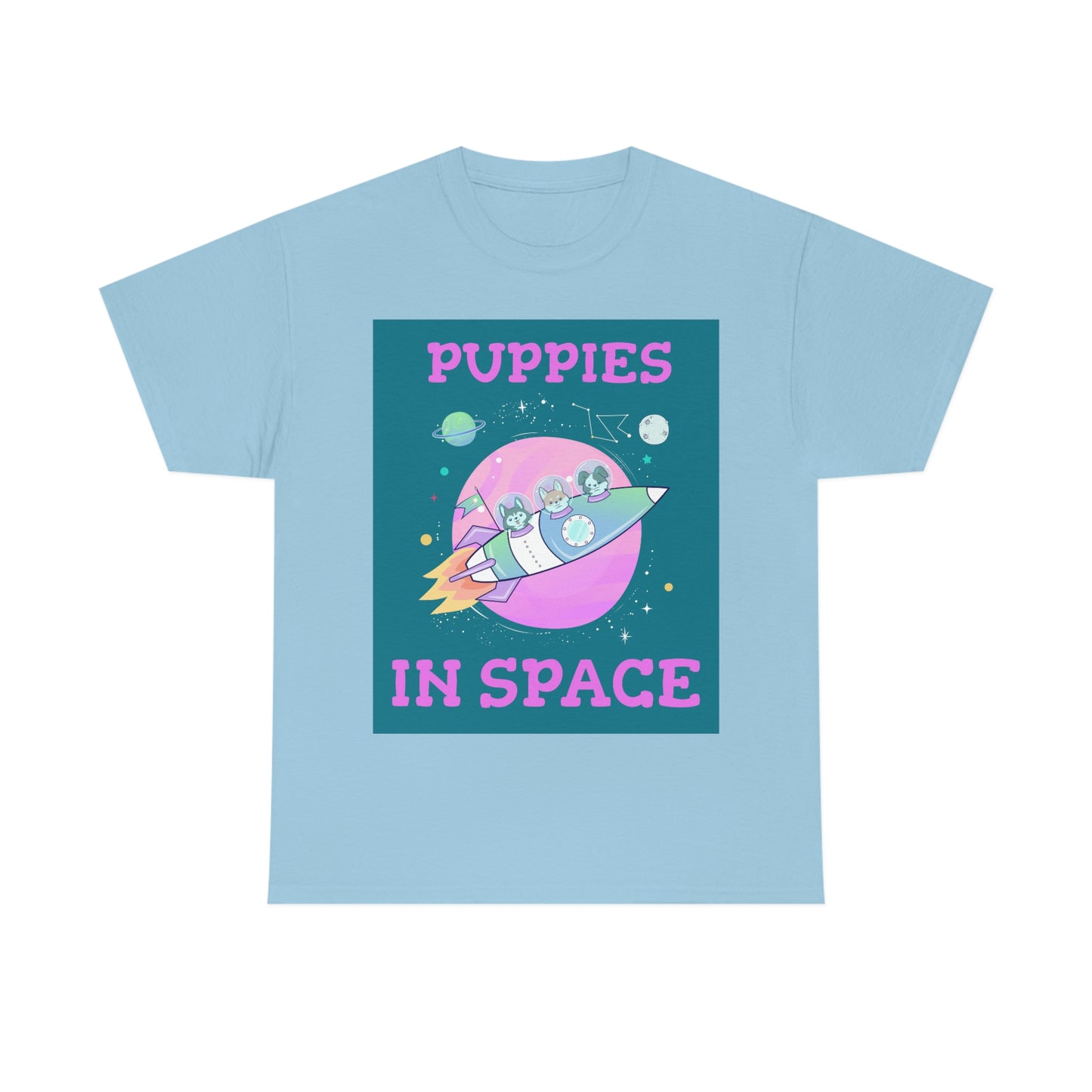 PUPPIES IN SPACE Unisex Heavy Cotton Tee